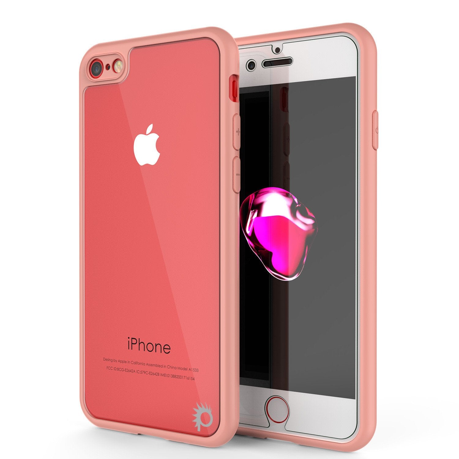 iPhone 7 Case, Punkcase [MASK Series] [PINK] Full Body Hybrid Dual Layer TPU Cover [Clear Back] [Non Slip] [Ultra Thin Fit] W/ protective Tempered Glass Screen Protector for Apple iPhone 7S