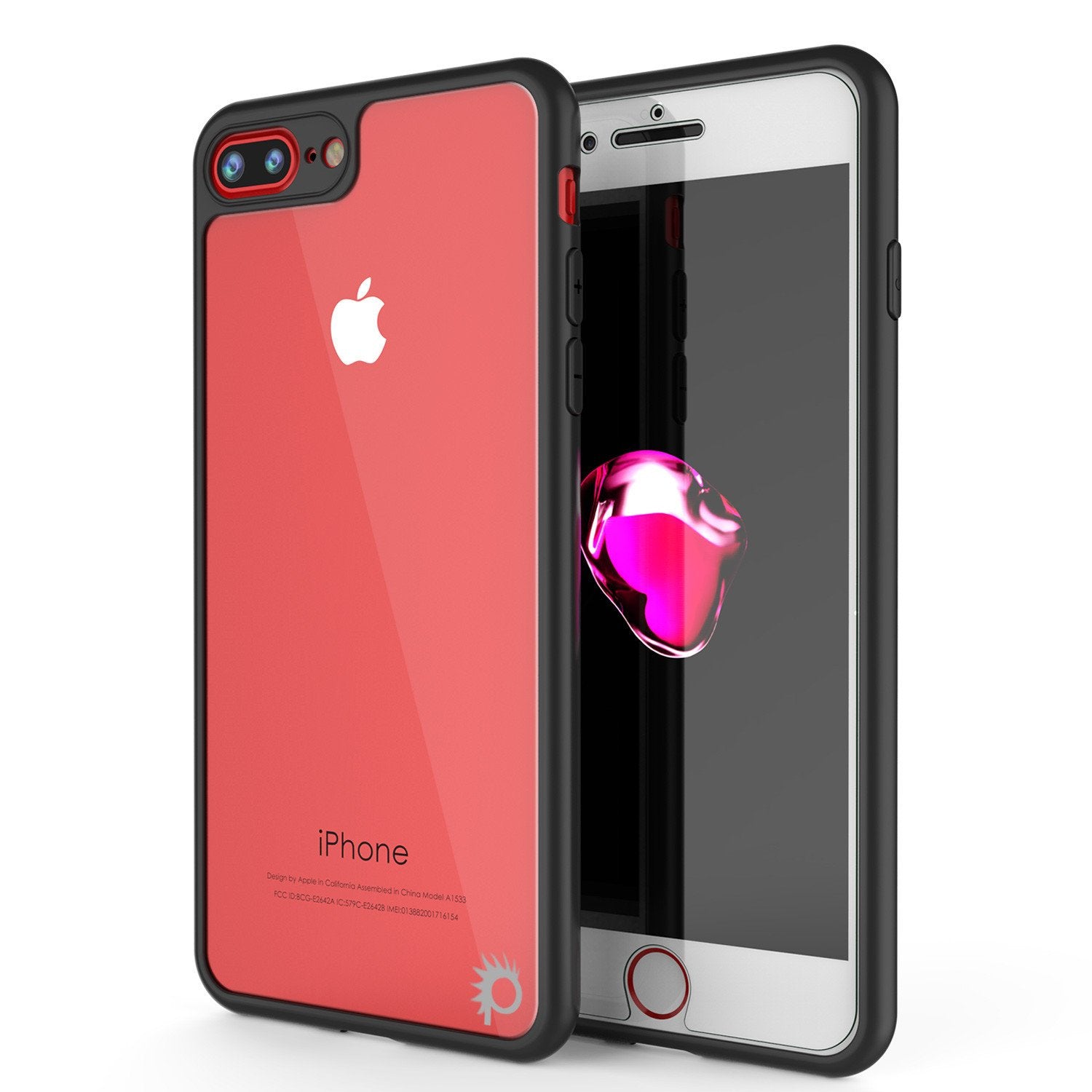 iPhone 7 Case, Punkcase [MASK Series] [PINK] Full Body Hybrid Dual Layer TPU Cover [Clear Back] [Non Slip] [Ultra Thin Fit] W/ protective Tempered Glass Screen Protector for Apple iPhone 7S