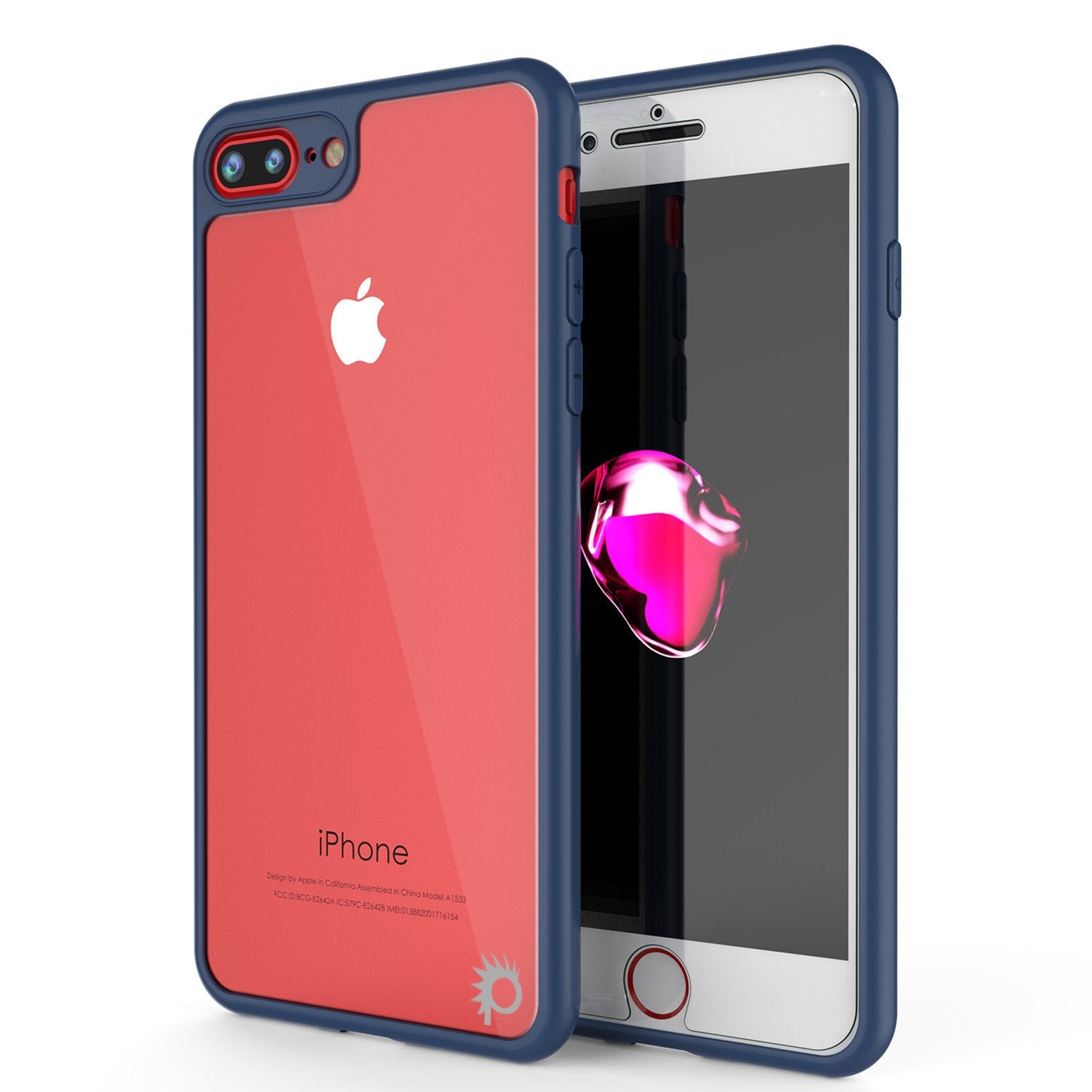 iPhone 7 PLUS Case, Punkcase [MASK Series] [NAVY] Full Body Hybrid Dual Layer TPU Cover [Clear Back] [Non Slip] [Ultra Thin Fit] W/ protective Tempered Glass Screen Protector for Apple iPhone 7s PLUS