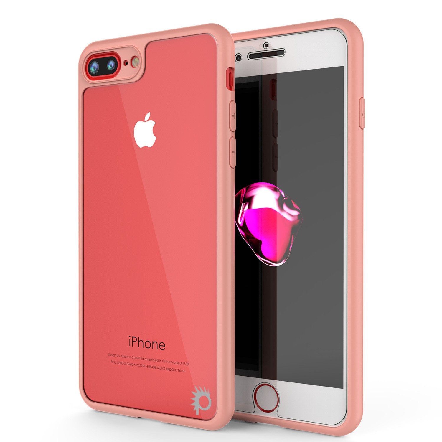 iPhone 7 PLUS Case, Punkcase [MASK Series] [PINK] Full Body Hybrid Dual Layer TPU Cover [Clear Back] [Non Slip] [Ultra Thin Fit] W/ protective Tempered Glass Screen Protector for Apple iPhone 7s PLUS