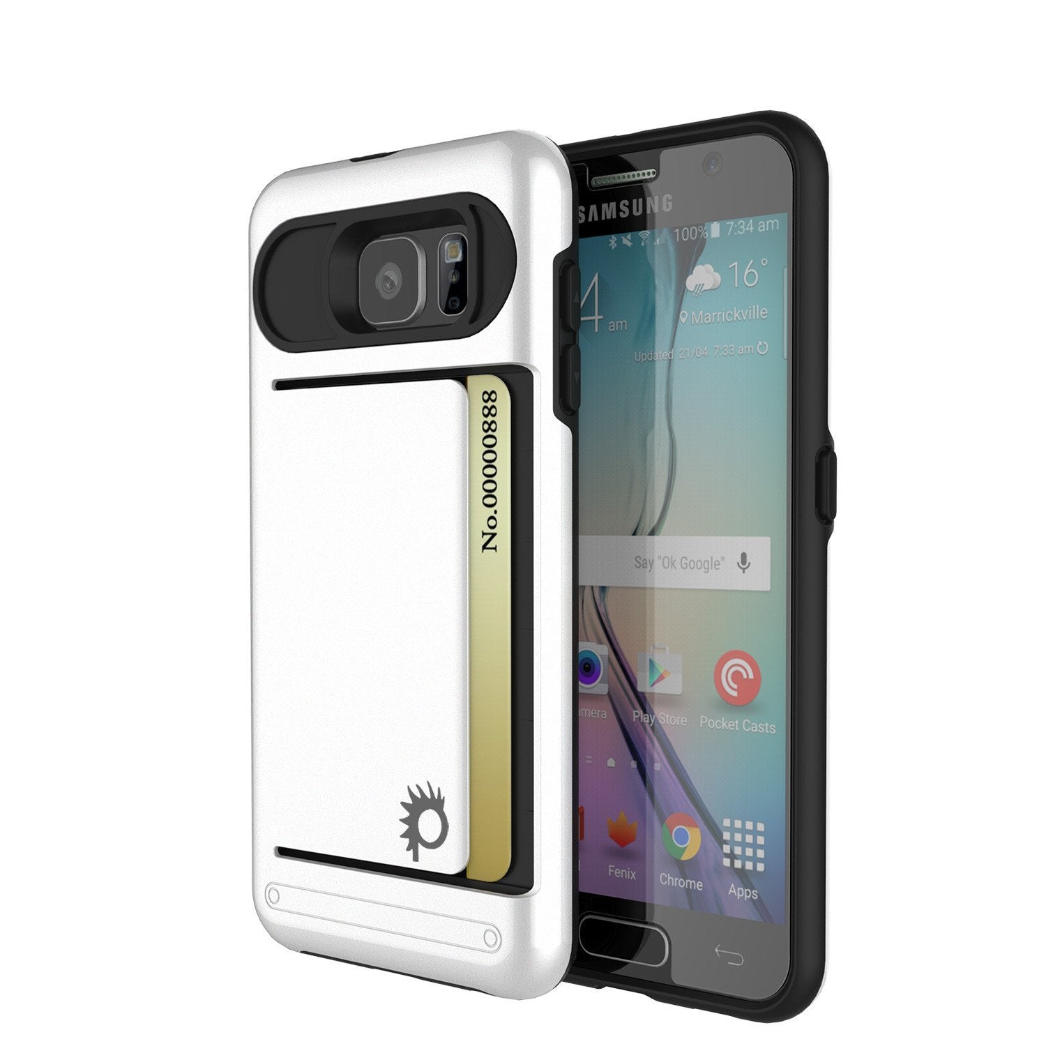 Galaxy S6 EDGE Case PunkCase CLUTCH White Series Slim Armor Soft Cover Case w/ Screen Protector