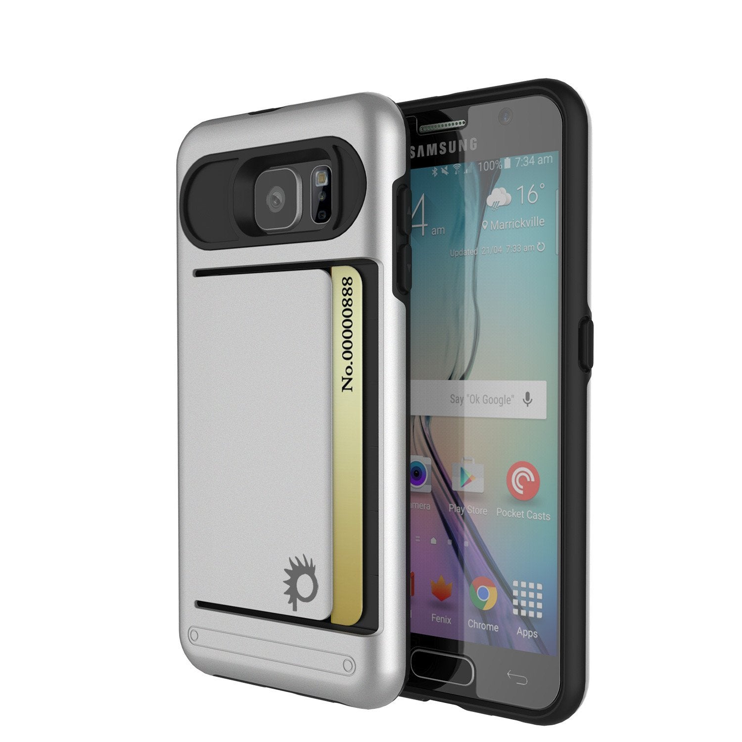Galaxy s6 Case PunkCase CLUTCH Silver Series Slim Armor Soft Cover Case w/ Tempered Glass