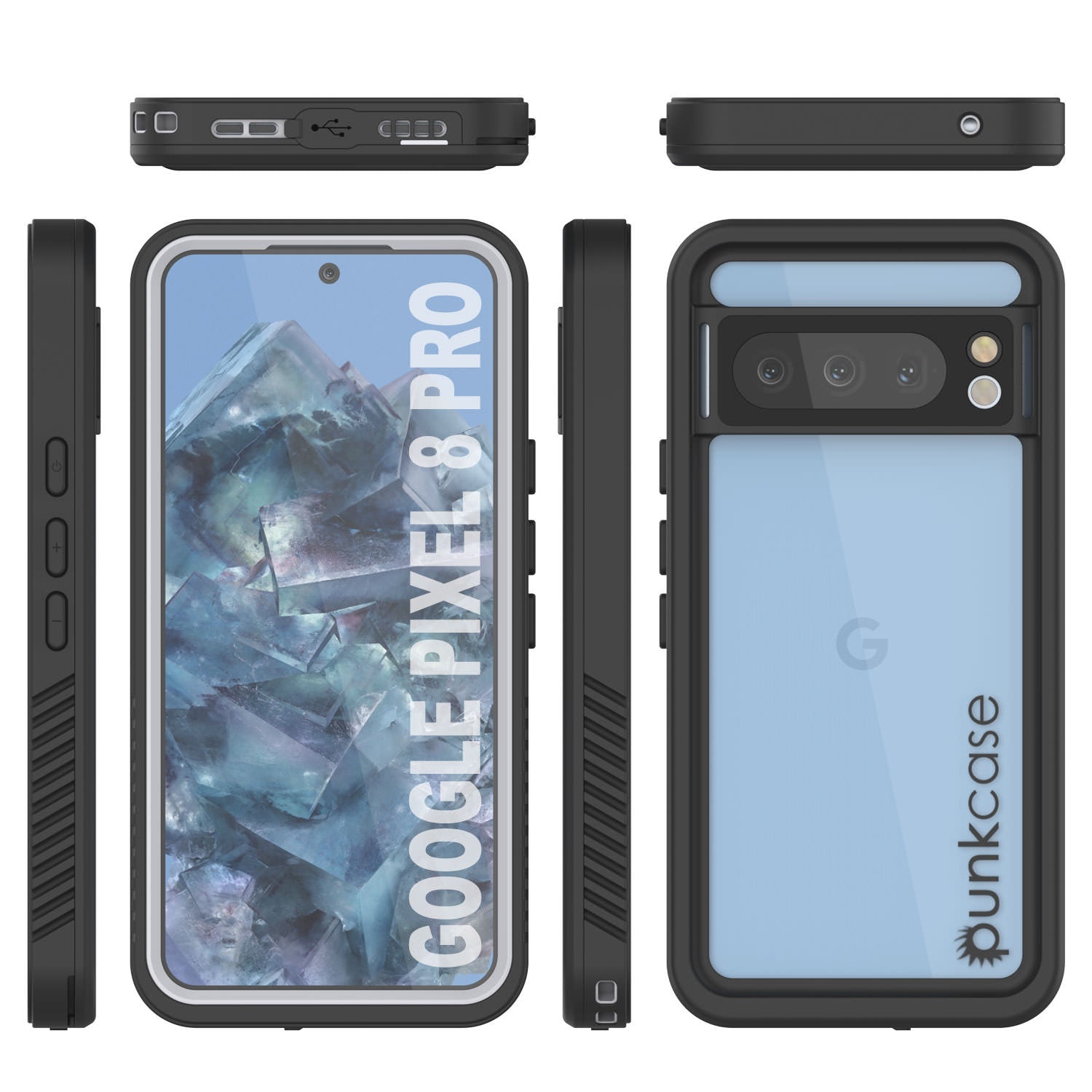 Google Pixel 8 Pro Waterproof Case, Punkcase [Extreme Series] Armor Cover W/ Built In Screen Protector [White]