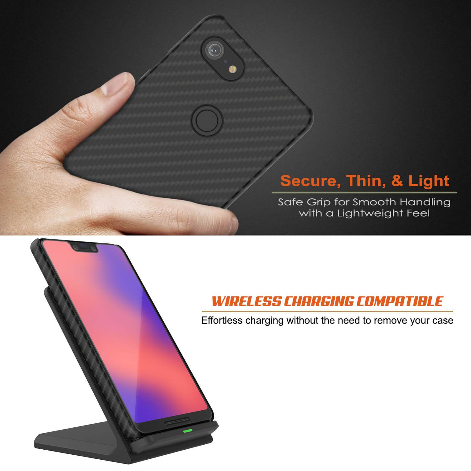 Google Pixel 3 XL CarbonShield Heavy Duty & Ultra Thin 2  Leather Cover