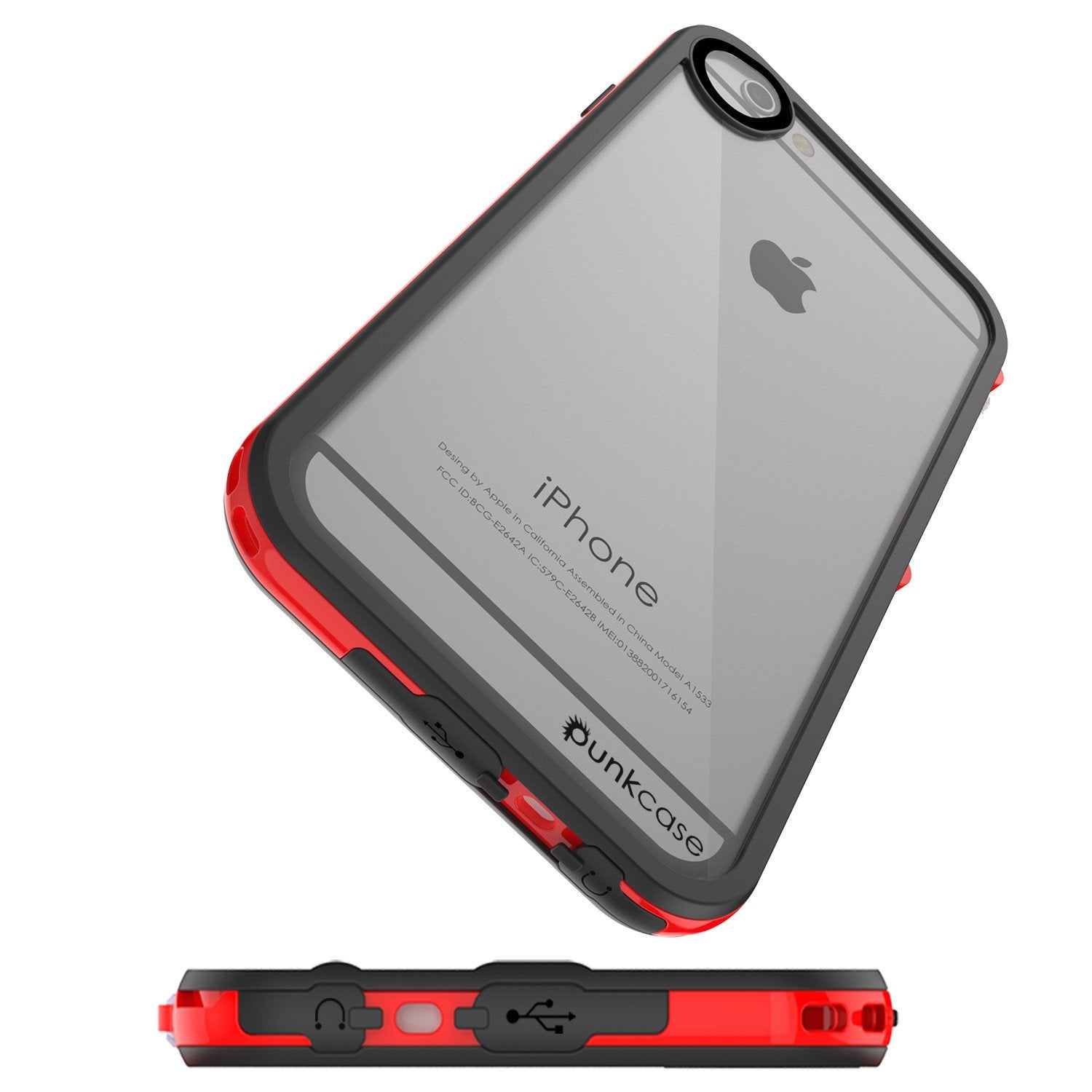 Apple iPhone 7 Waterproof Case, PUNKcase CRYSTAL 2.0 Red W/ Attached Screen Protector  | Warranty