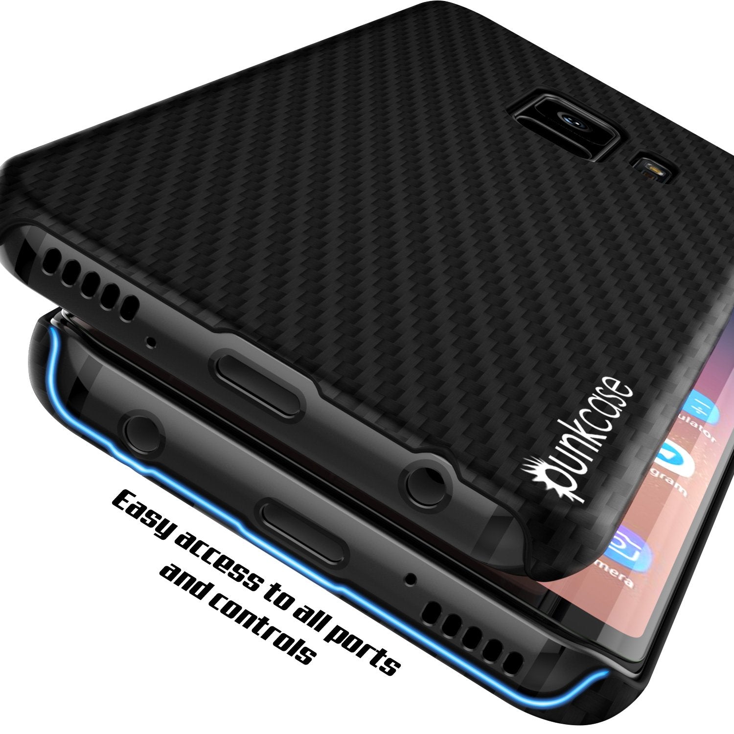 Galaxy S9 Punkcase, Carbon Shield Heavy Duty & Ultra Thin Black Case