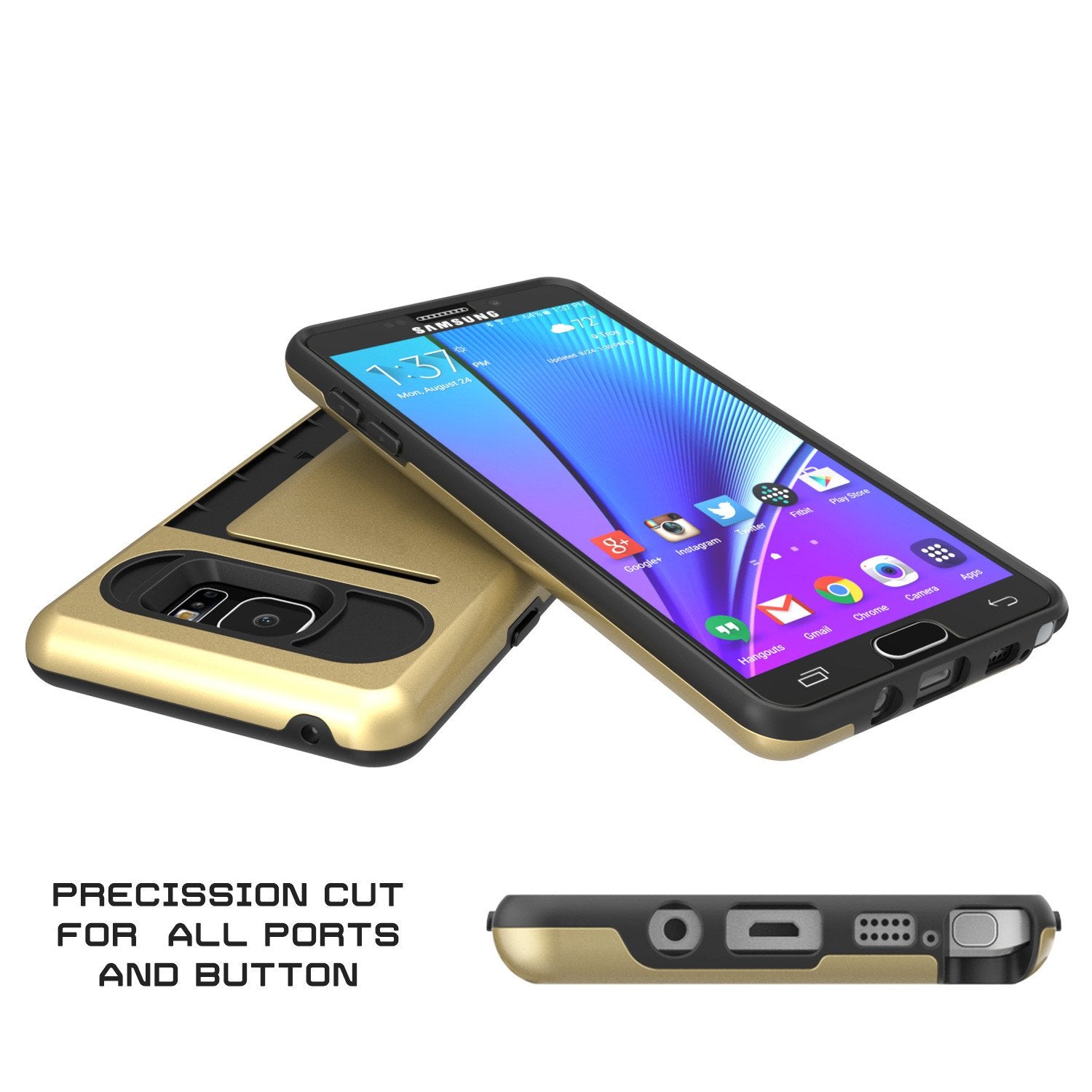 Galaxy Note 5 Case PunkCase CLUTCH Gold Series Slim Armor Soft Cover Case w/ Tempered Glass