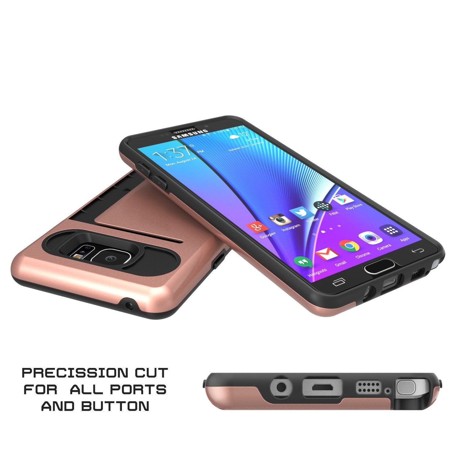 Galaxy Note 5 Case PunkCase CLUTCH Rose Gold Series Slim Armor Soft Cover Case w/ Tempered Glass