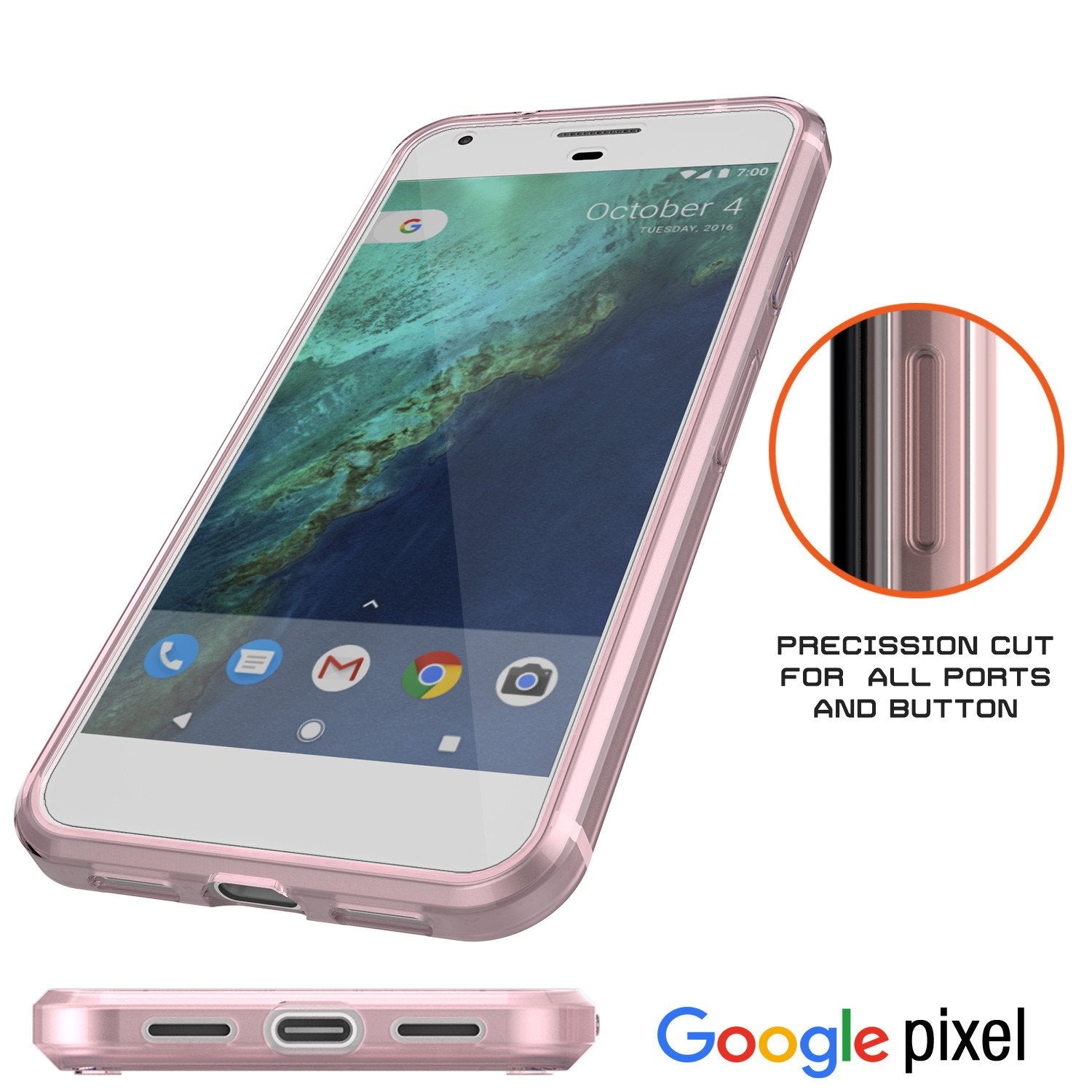 Google Pixel Case Punkcase® LUCID 2.0 Crystal Pink Series w/ PUNK SHIELD Glass Screen Protector | Ultra Fit