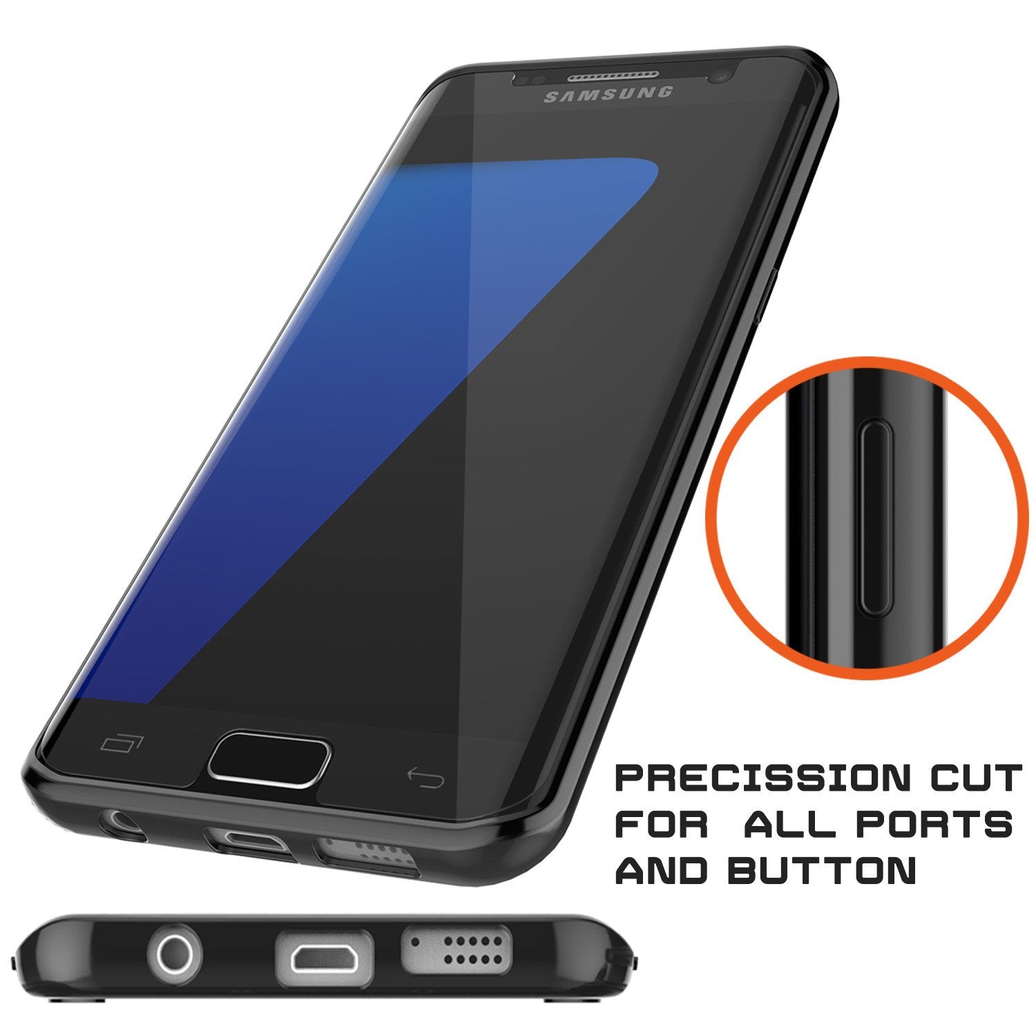 S7 Edge Case Punkcase® LUCID 2.0 Black Series w/ PUNK SHIELD Screen Protector | Ultra Fit
