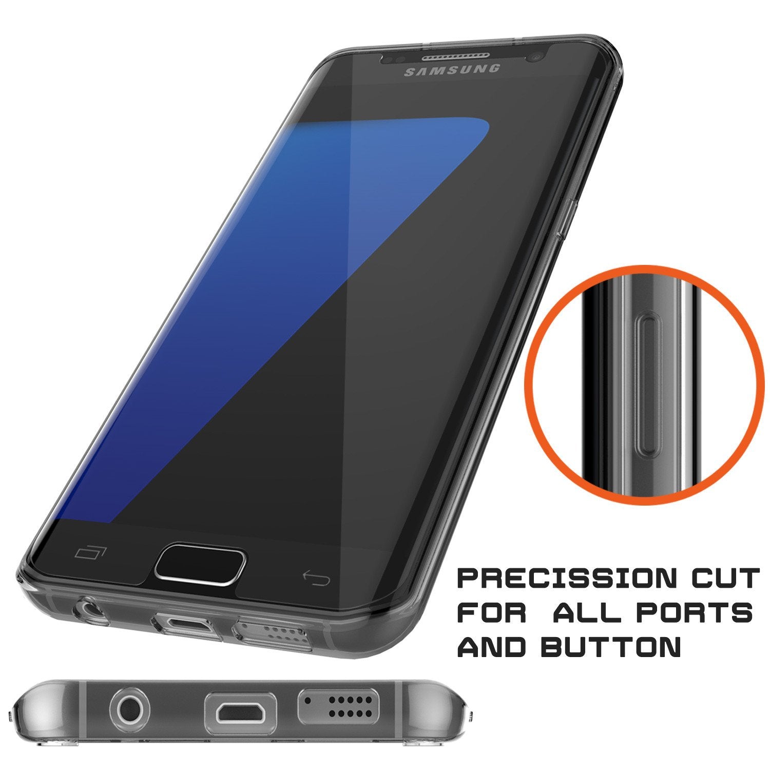 S7 Edge Case Punkcase® LUCID 2.0 Crystal Black Series w/ PUNK SHIELD Screen Protector | Ultra Fit