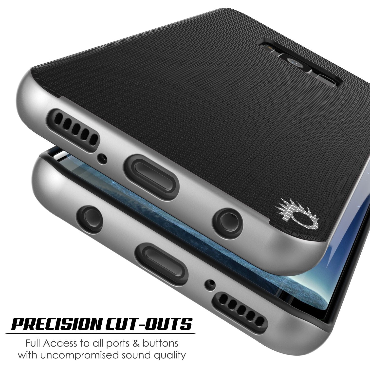 Galaxy S8 Plus PunkCase Stealth Hybrid 3-Piece Dual Layer Case, Silver
