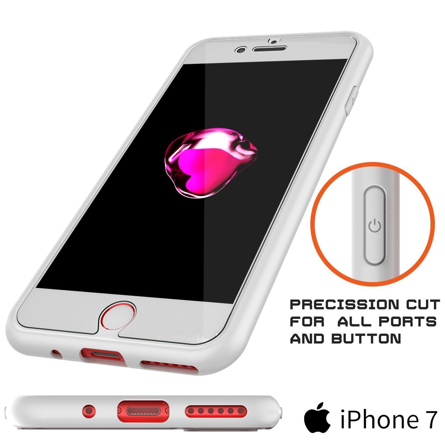 iPhone 8 Case [MASK Series] [WHITE] Full Body Hybrid Dual Layer TPU Cover W/ protective Tempered Glass Screen Protector