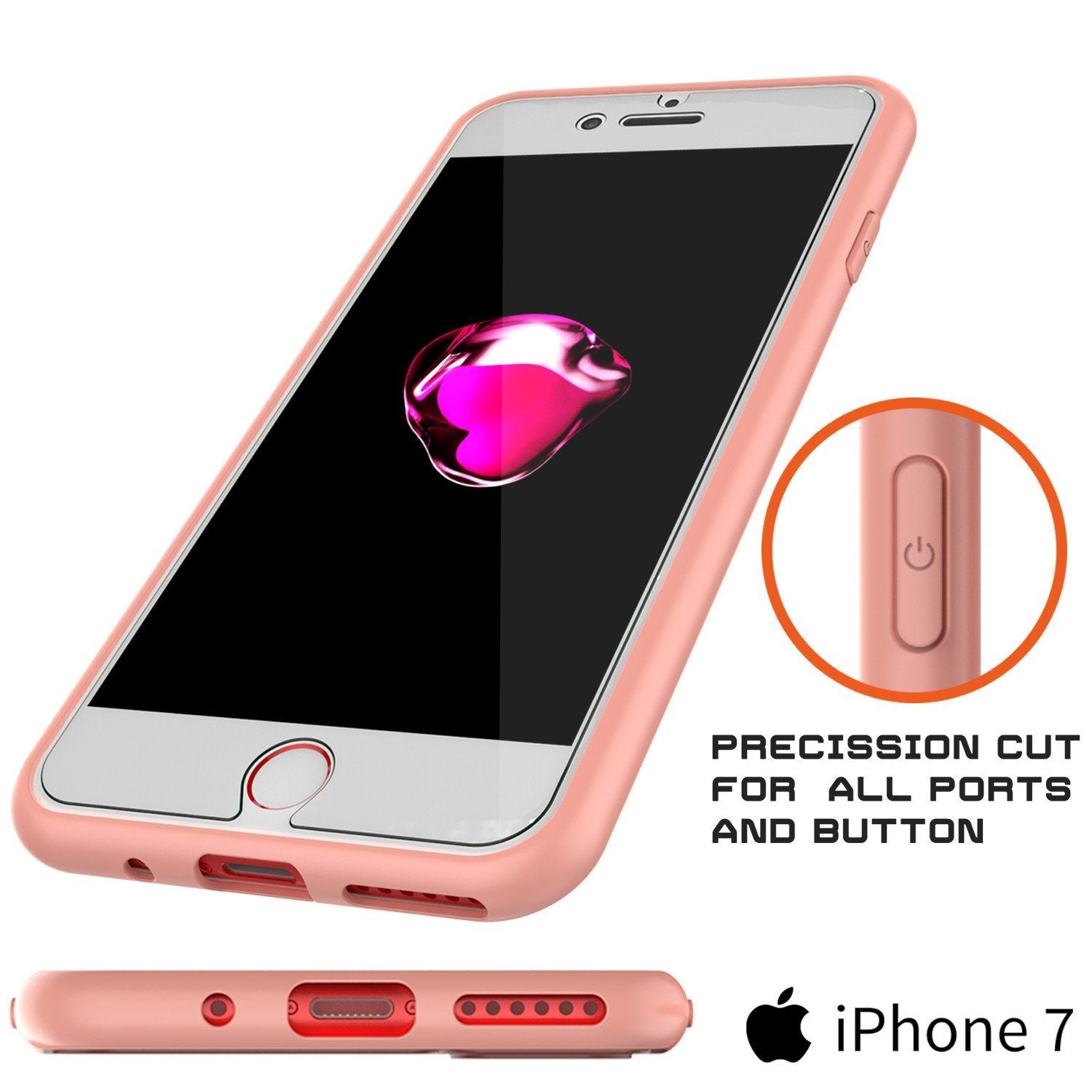 iPhone 8 Case [MASK Series] [PINK] Full Body Hybrid Dual Layer TPU Cover W/ protective Tempered Glass Screen Protector