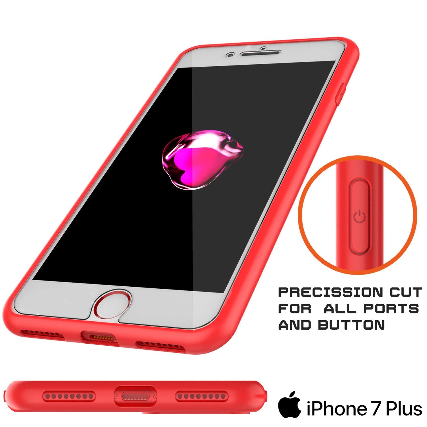 iPhone 7+ Plus Case [MASK Series] [RED] Full Body Hybrid Dual Layer TPU Cover W/ protective Tempered Glass Screen Protector