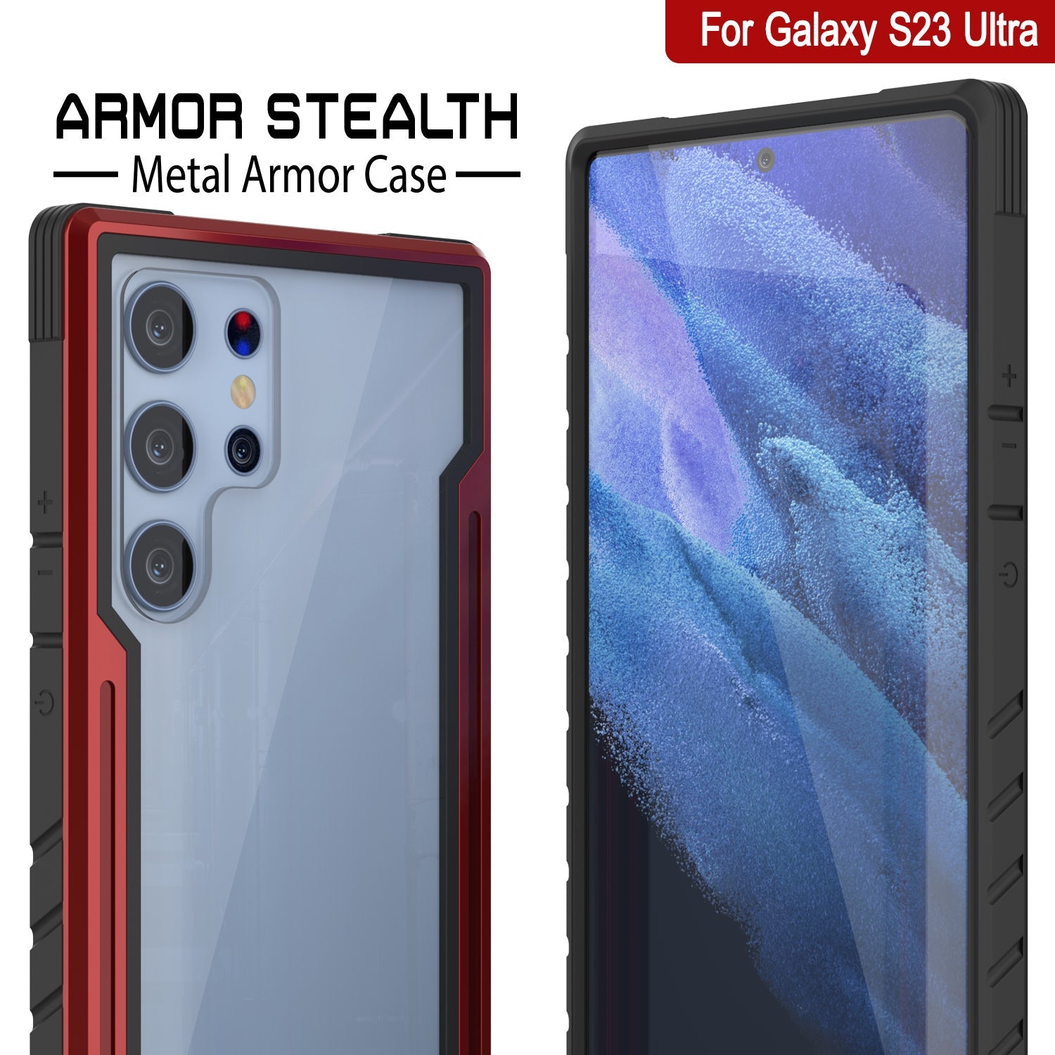 Punkcase S23 Ultra Armor Stealth Case Protective Military Grade Multilayer Cover [Red]