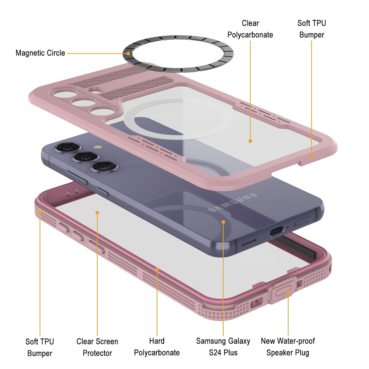 Galaxy S24+ Plus Waterproof Case [Alpine 2.0 Series] [Slim Fit] [IP68 Certified] [Shockproof] [Pink]