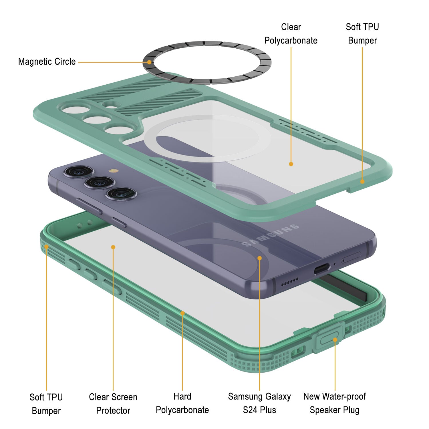 Galaxy S24+ Plus Waterproof Case [Alpine 2.0 Series] [Slim Fit] [IP68 Certified] [Shockproof] [Teal]