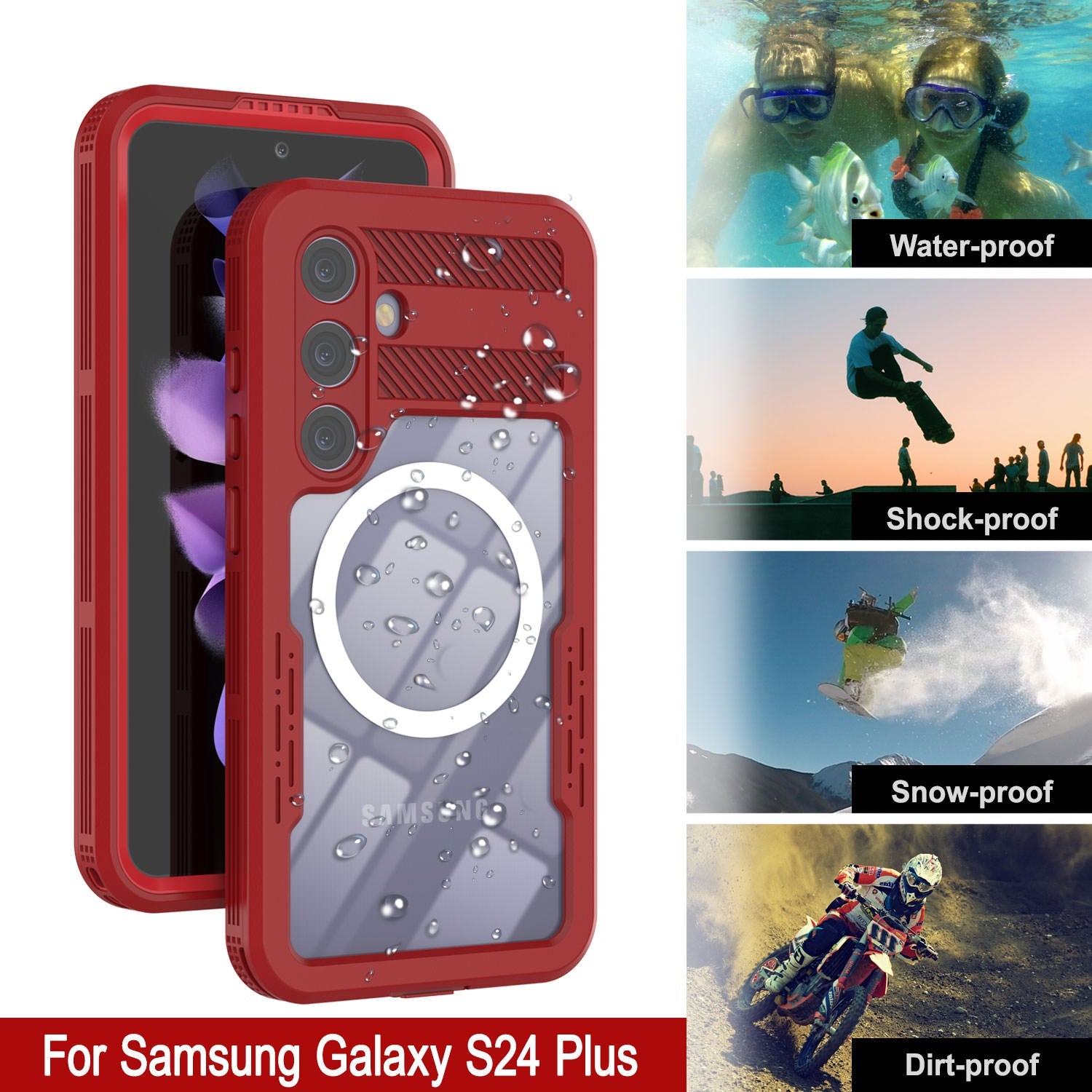 Galaxy S24+ Plus Waterproof Case [Alpine 2.0 Series] [Slim Fit] [IP68 Certified] [Shockproof] [Red]