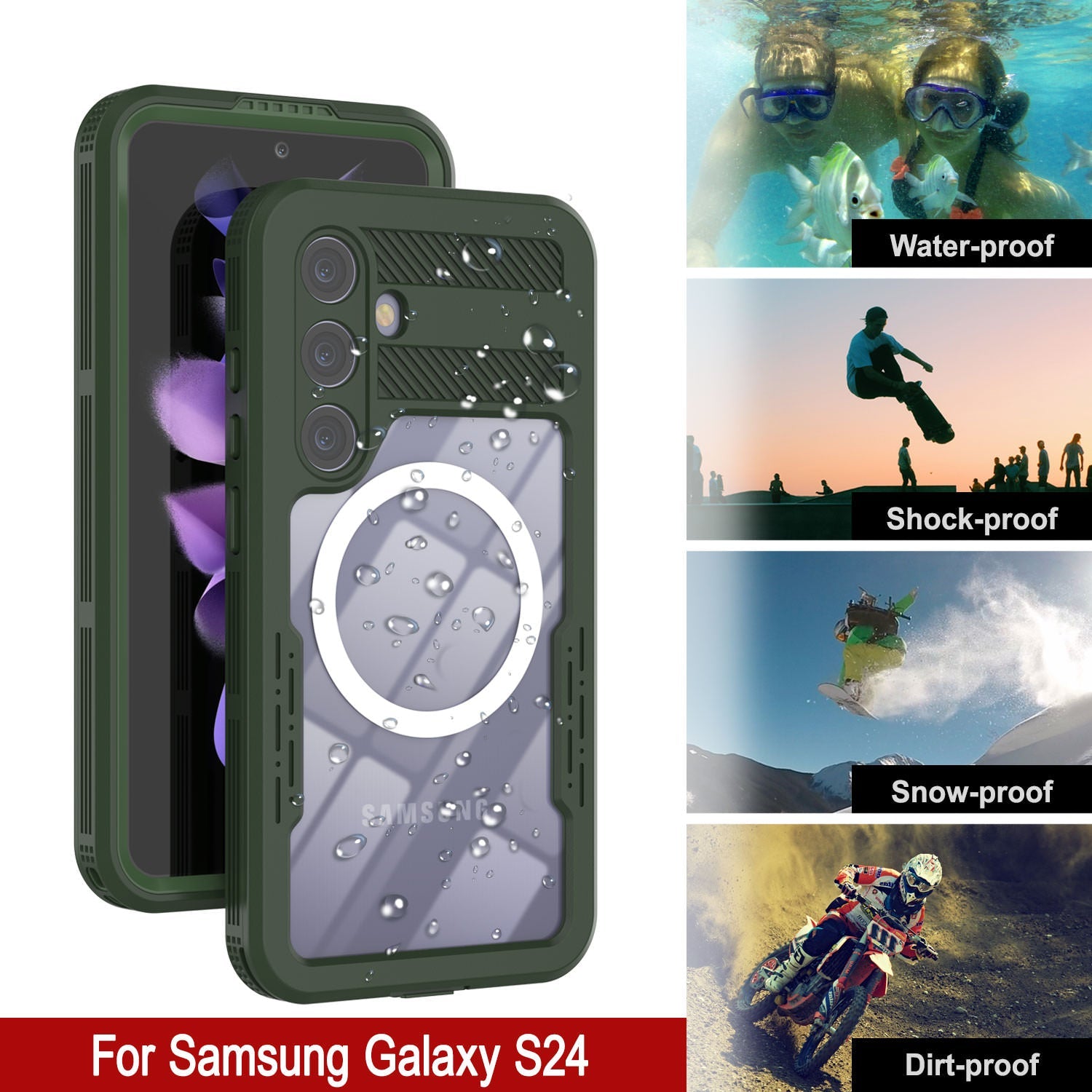 Galaxy S24 Ultra Waterproof Case [Alpine 2.0 Series] [Slim Fit] [IP68 Certified] [Shockproof] [Light Green]