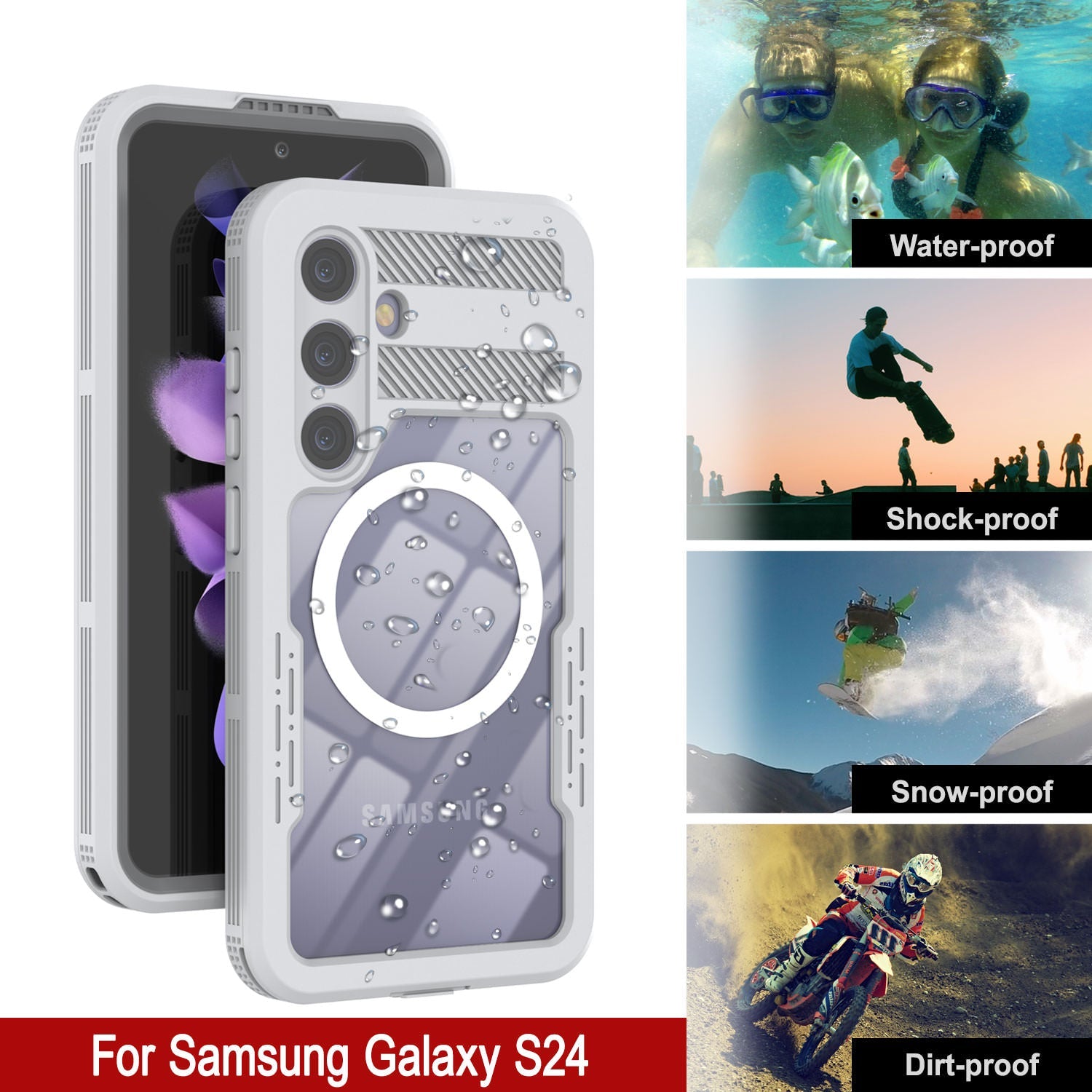 Galaxy S24 Waterproof Case [Alpine 2.0 Series] [Slim Fit] [IP68 Certified] [Shockproof] [White]