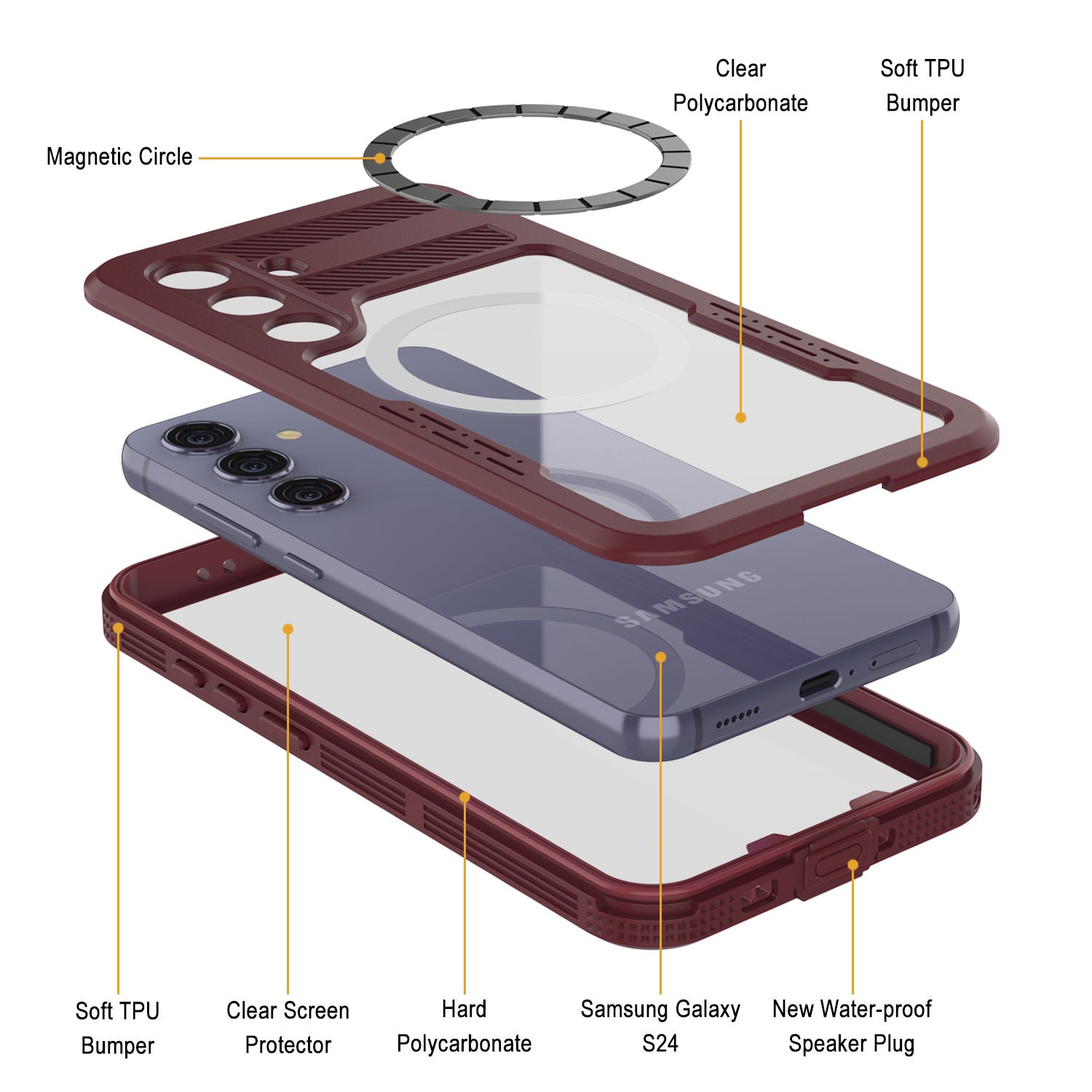 Galaxy S24 Waterproof Case [Alpine 2.0 Series] [Slim Fit] [IP68 Certified] [Shockproof] [Rose]