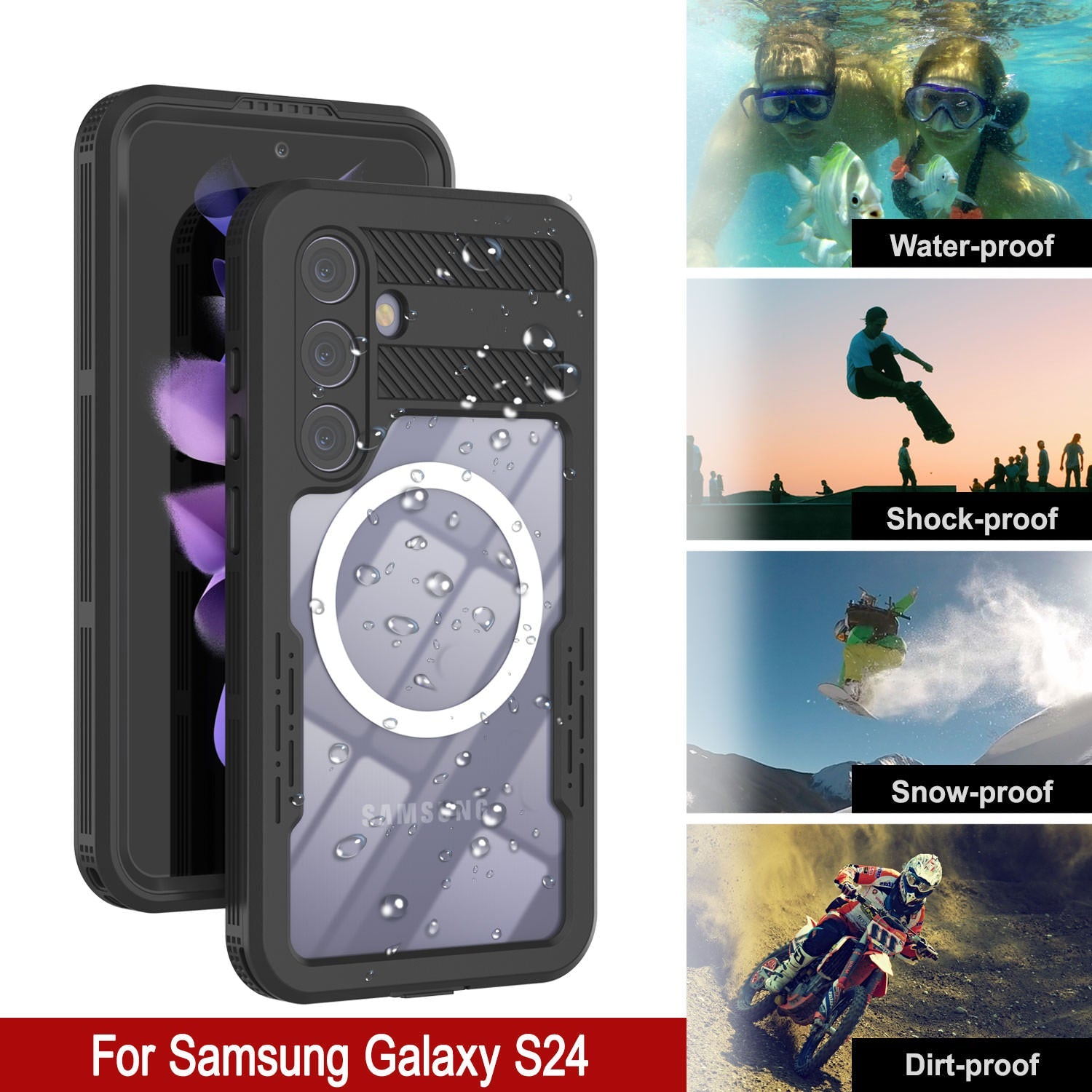 Galaxy S24 Ultra Waterproof Case [Alpine 2.0 Series] [Slim Fit] [IP68 Certified] [Shockproof] [Black]