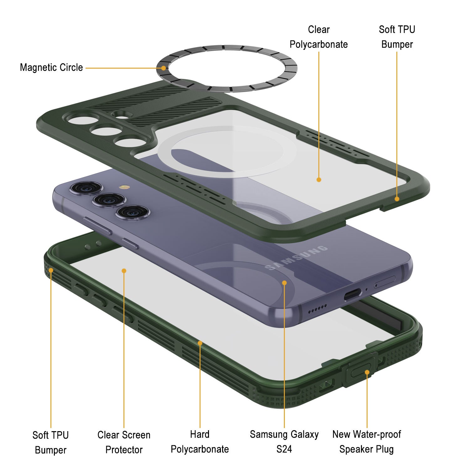 Galaxy S24 Waterproof Case [Alpine 2.0 Series] [Slim Fit] [IP68 Certified] [Shockproof] [Light Green]