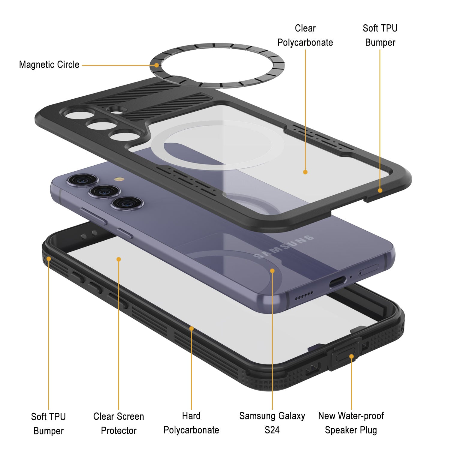 Galaxy S24 Waterproof Case [Alpine 2.0 Series] [Slim Fit] [IP68 Certified] [Shockproof] [Black]