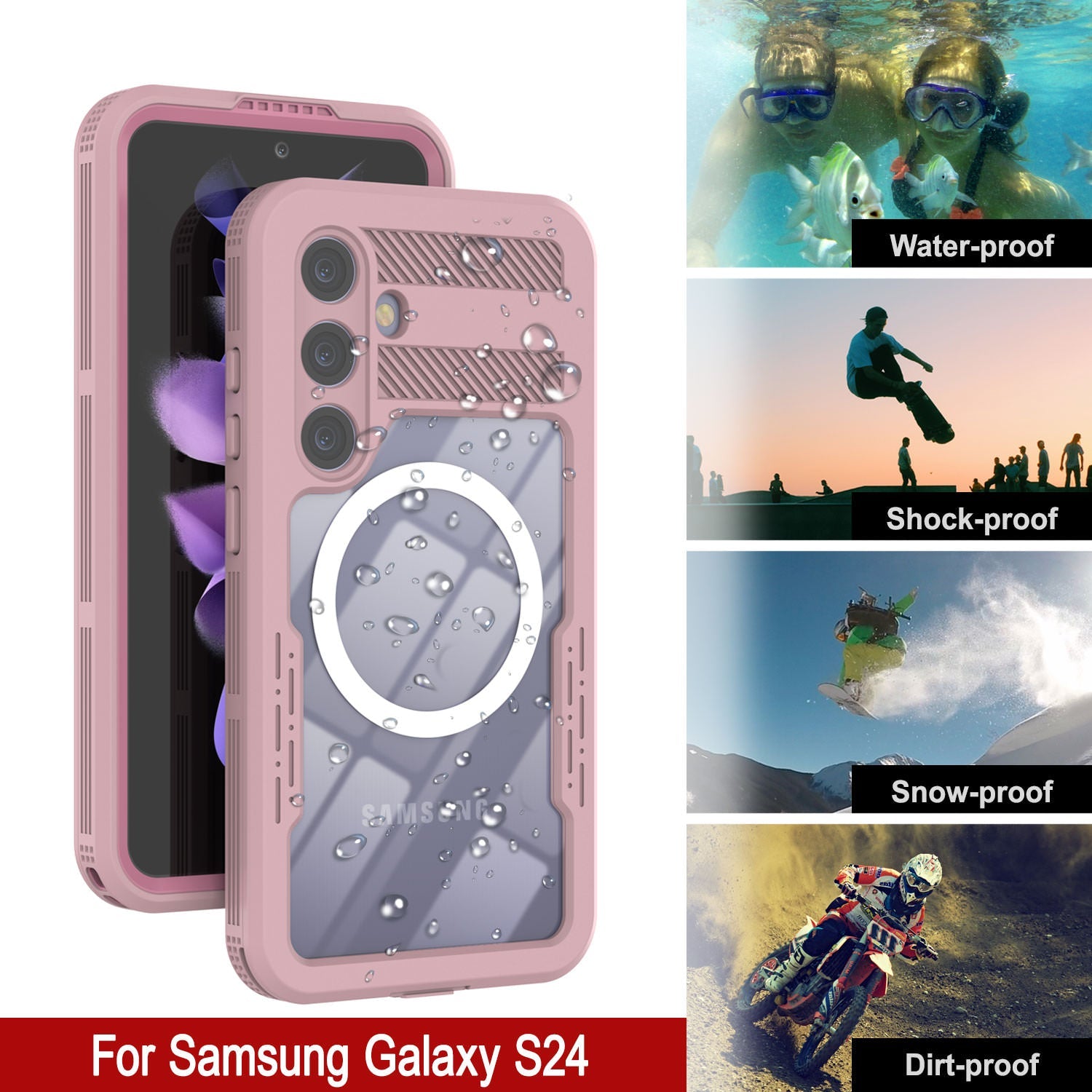 Galaxy S24 Ultra Waterproof Case [Alpine 2.0 Series] [Slim Fit] [IP68 Certified] [Shockproof] [Pink]