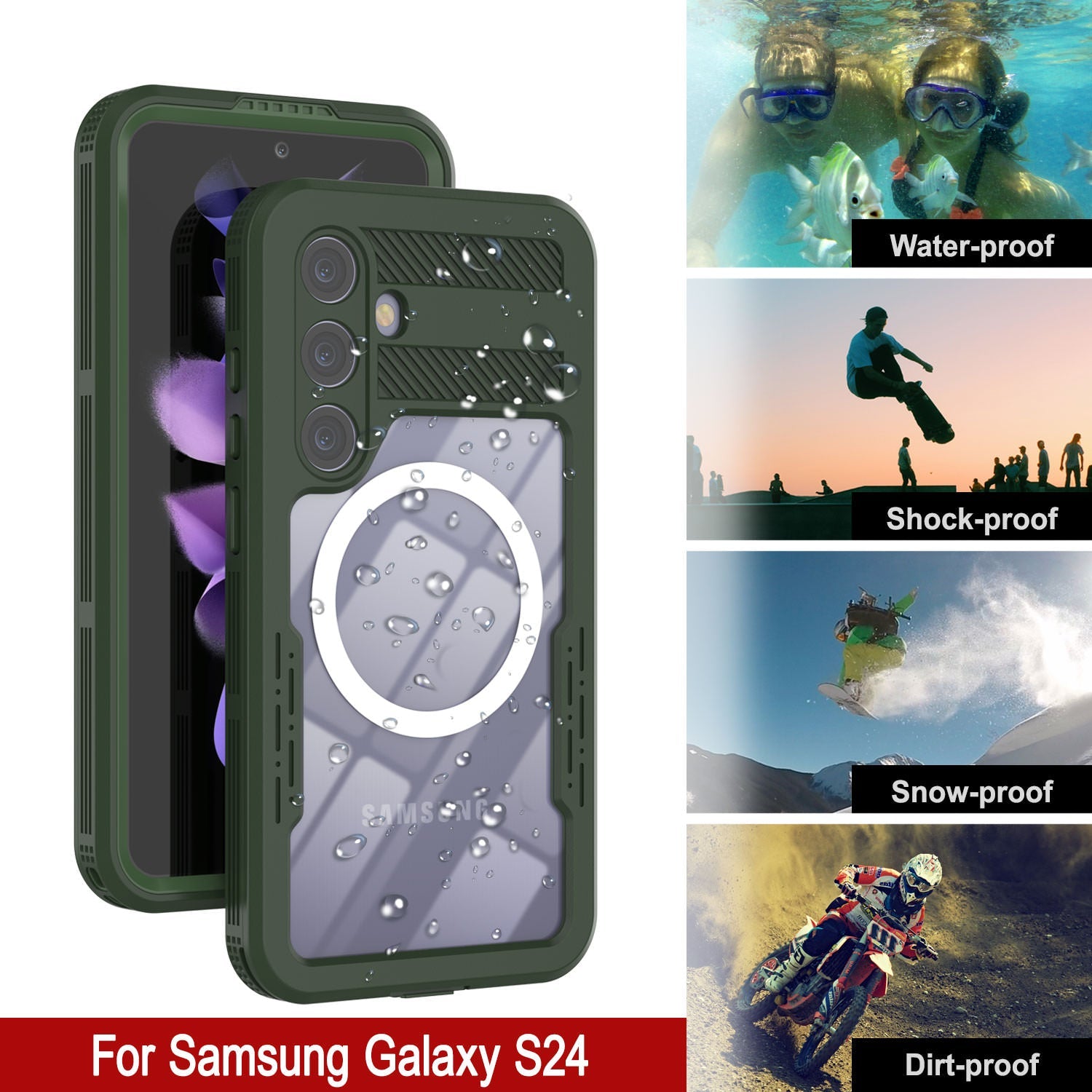 Galaxy S24 Waterproof Case [Alpine 2.0 Series] [Slim Fit] [IP68 Certified] [Shockproof] [Light Green]