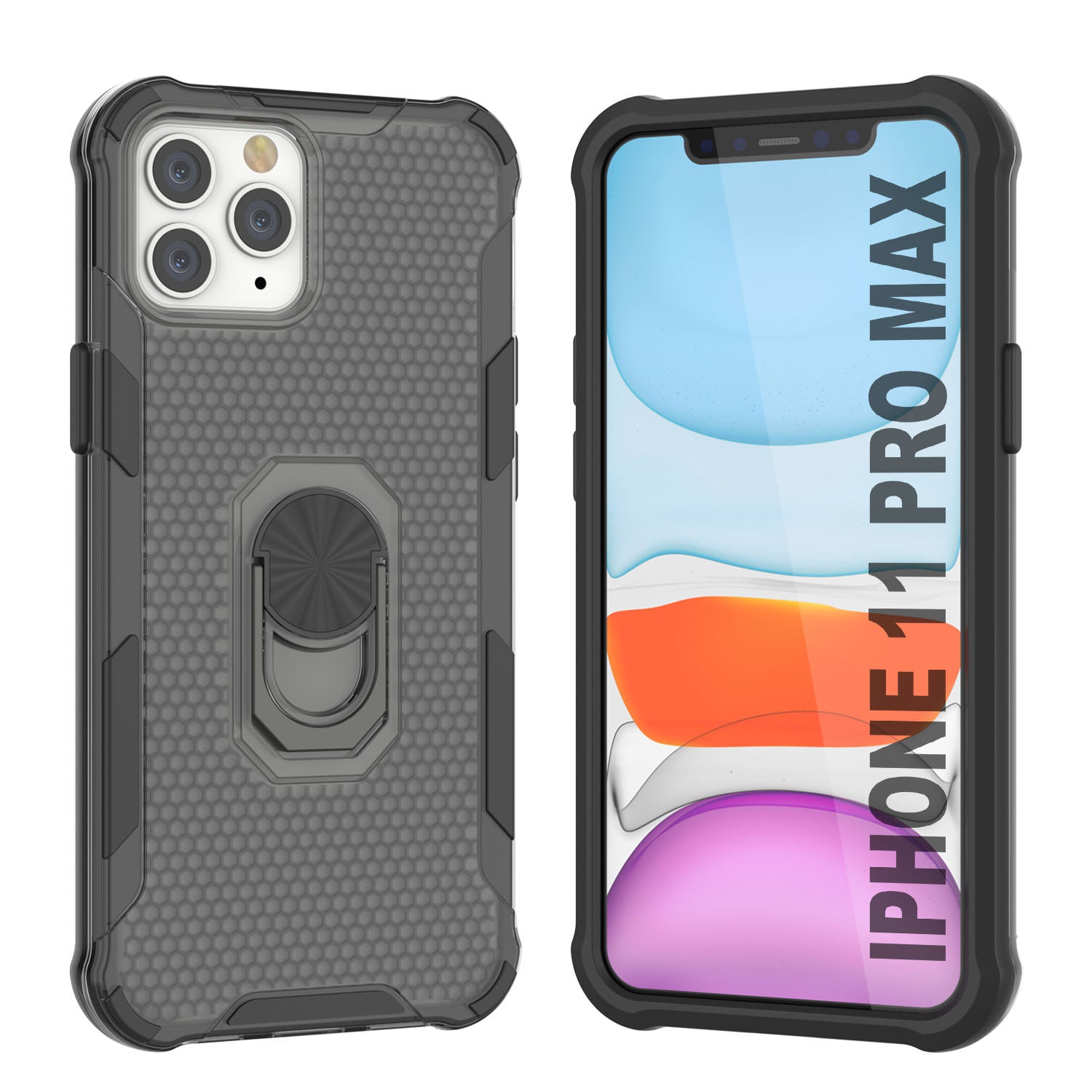 PunkCase for iPhone 11 Pro Max Case [Magnetix 2.0 Series] Clear Protective TPU Cover W/Kickstand [Black]