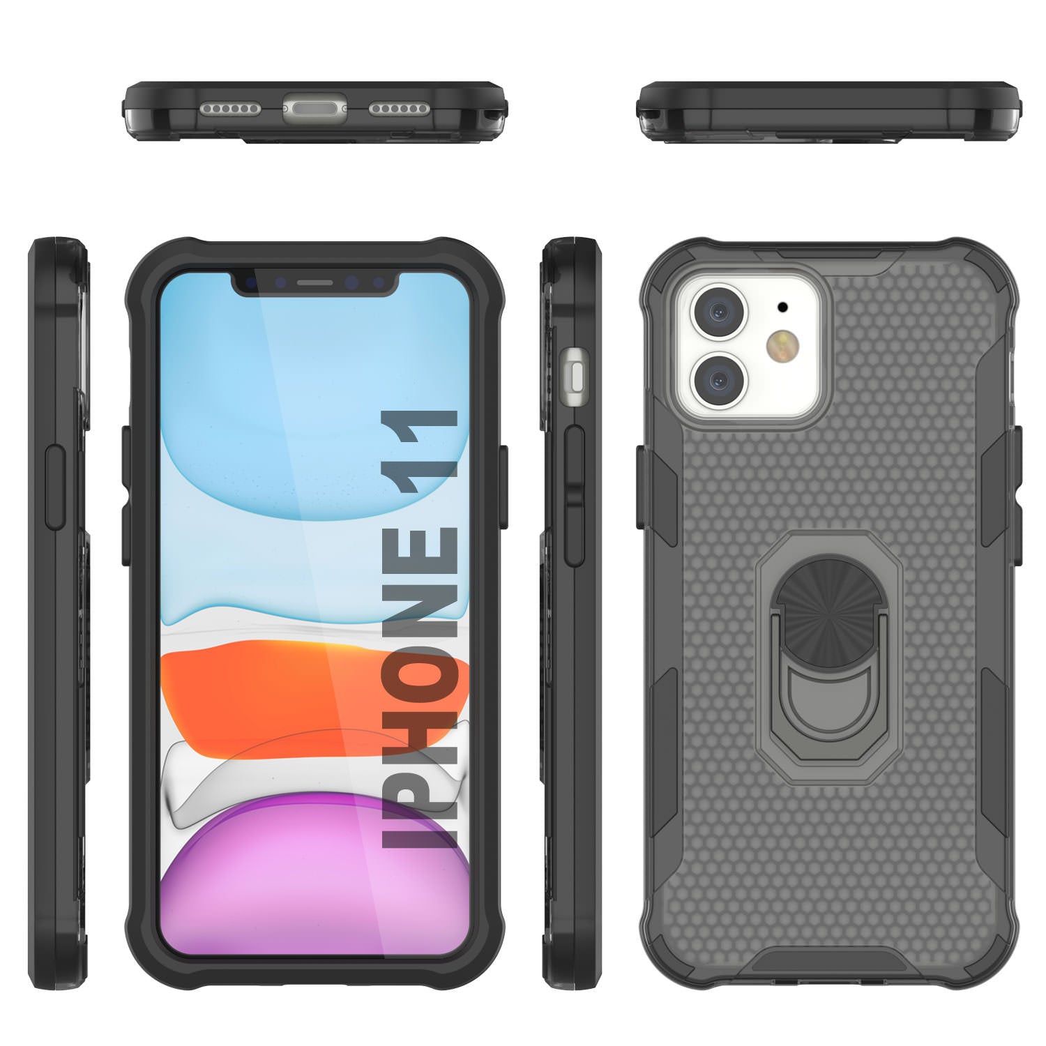 PunkCase for iPhone 11 Case [Magnetix 2.0 Series] Clear Protective TPU Cover W/Kickstand [Black]