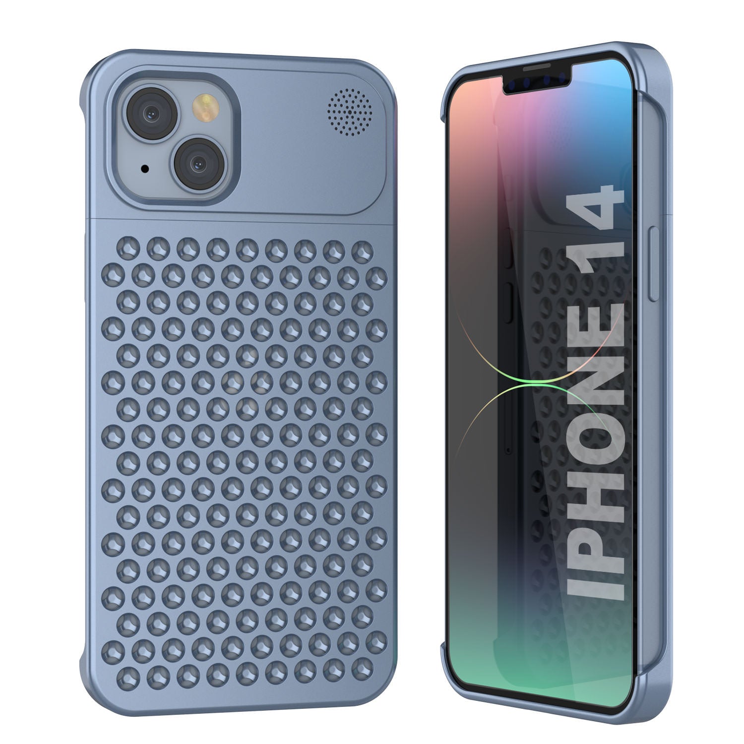 PunkCase for iPhone 14 Aluminum Alloy Case [Fortifier Extreme Series] Ultra Durable Cover [Blue]