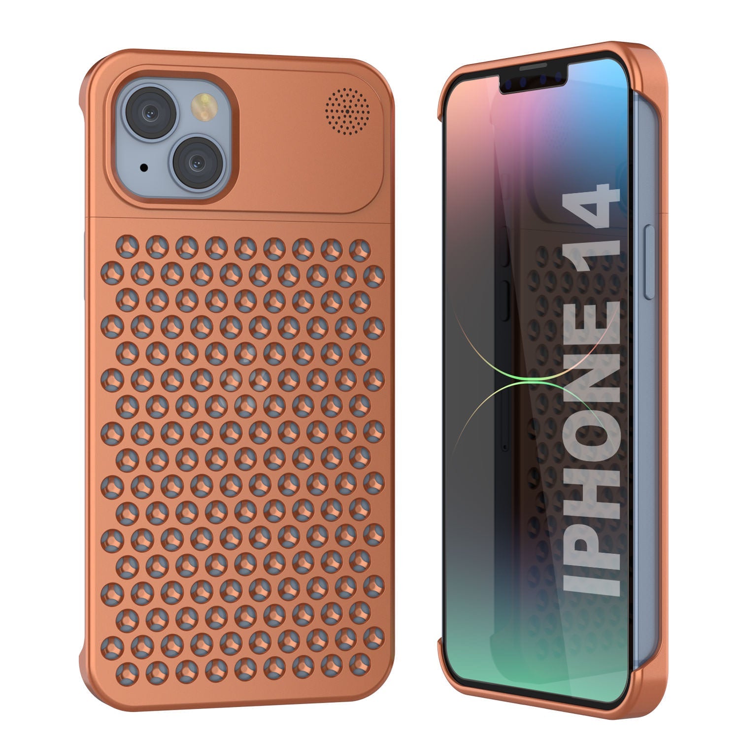 PunkCase for iPhone 14 Aluminum Alloy Case [Fortifier Extreme Series] Ultra Durable Cover [Orange]