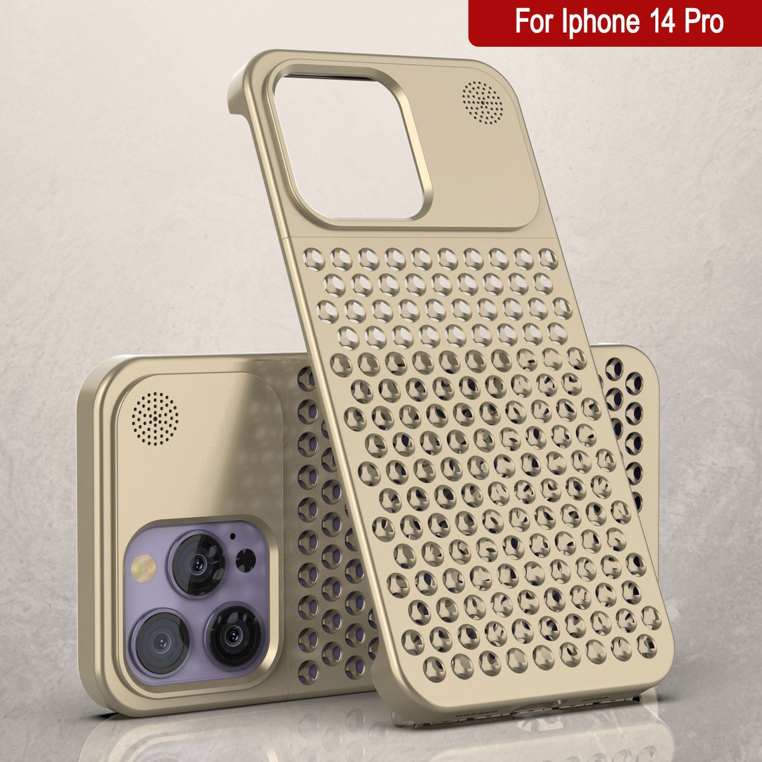 PunkCase for iPhone 14 Pro Aluminum Alloy Case [Fortifier Extreme Series] Ultra Durable Cover [Gold]