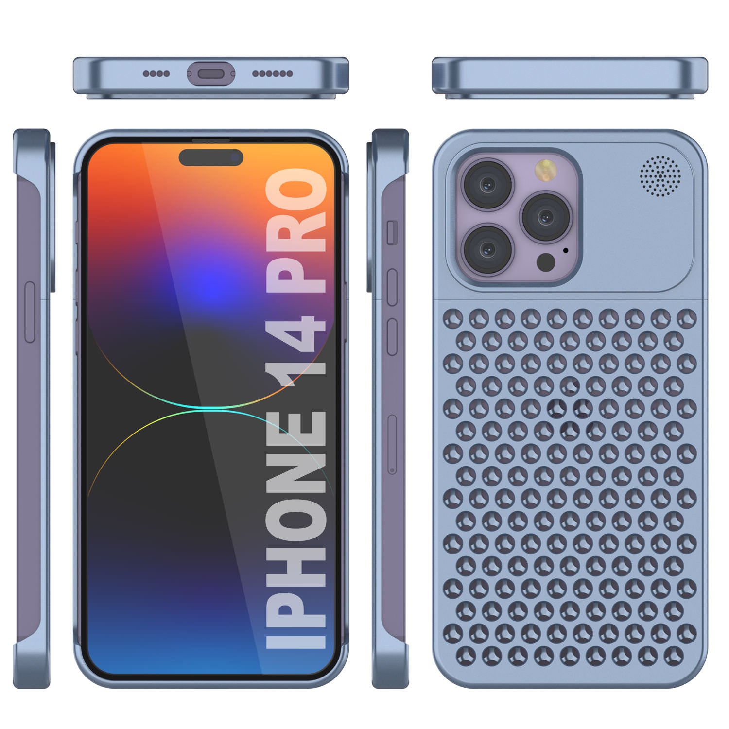 PunkCase for iPhone 14 Pro Aluminum Alloy Case [Fortifier Extreme Series] Ultra Durable Cover [Blue]