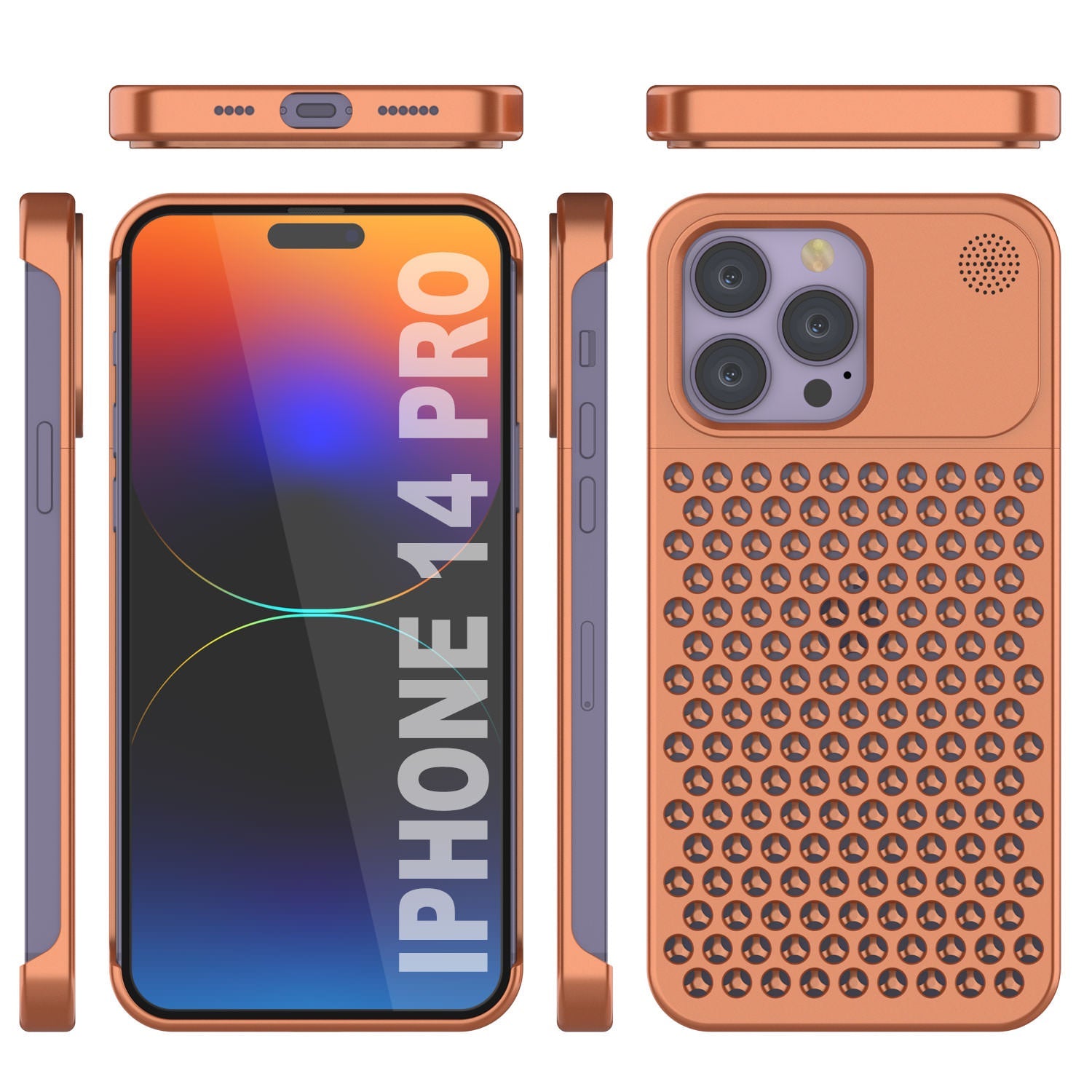PunkCase for iPhone 14 Pro Aluminum Alloy Case [Fortifier Extreme Series] Ultra Durable Cover [Orange]