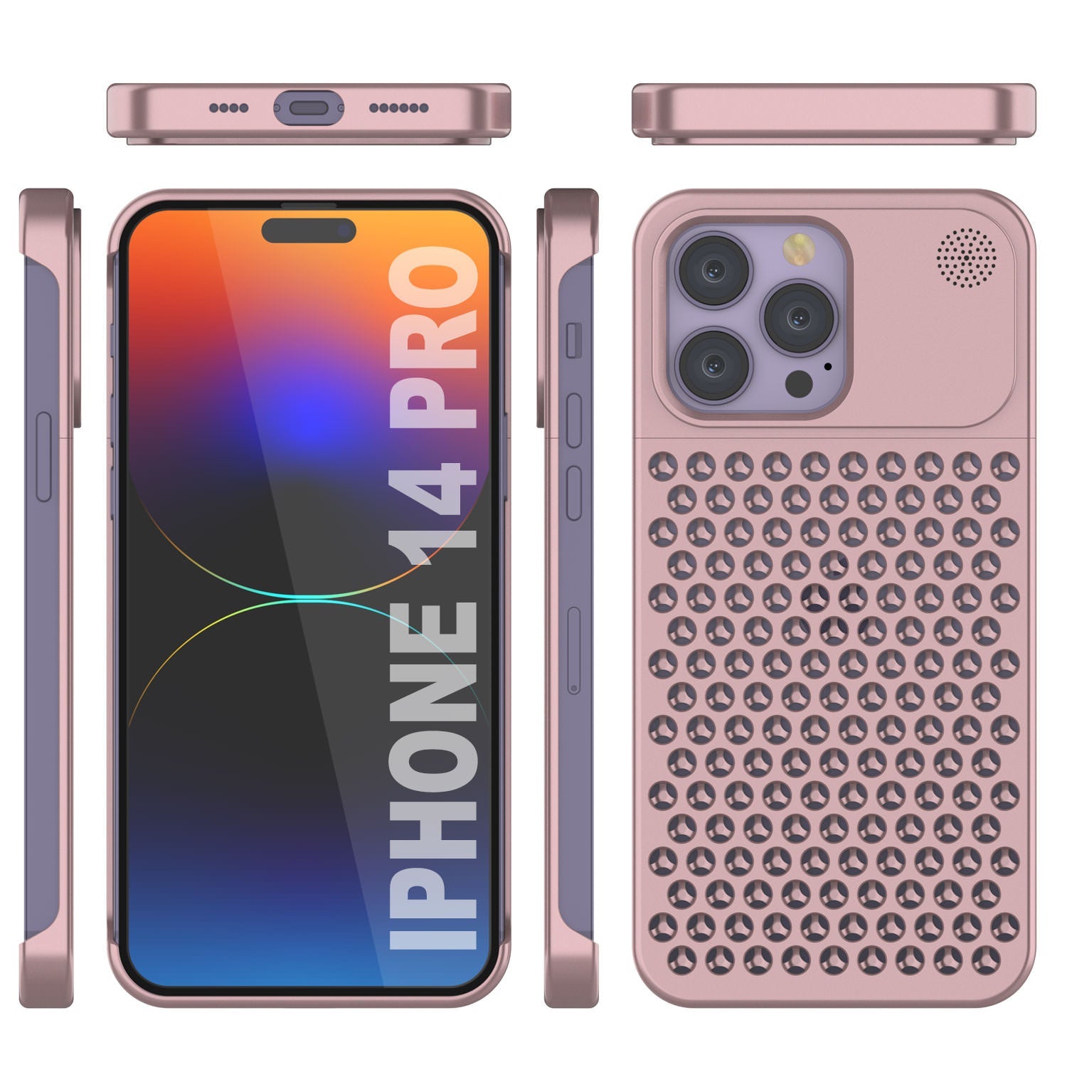PunkCase for iPhone 14 Pro Aluminum Alloy Case [Fortifier Extreme Series] Ultra Durable Cover [Rose-Gold]