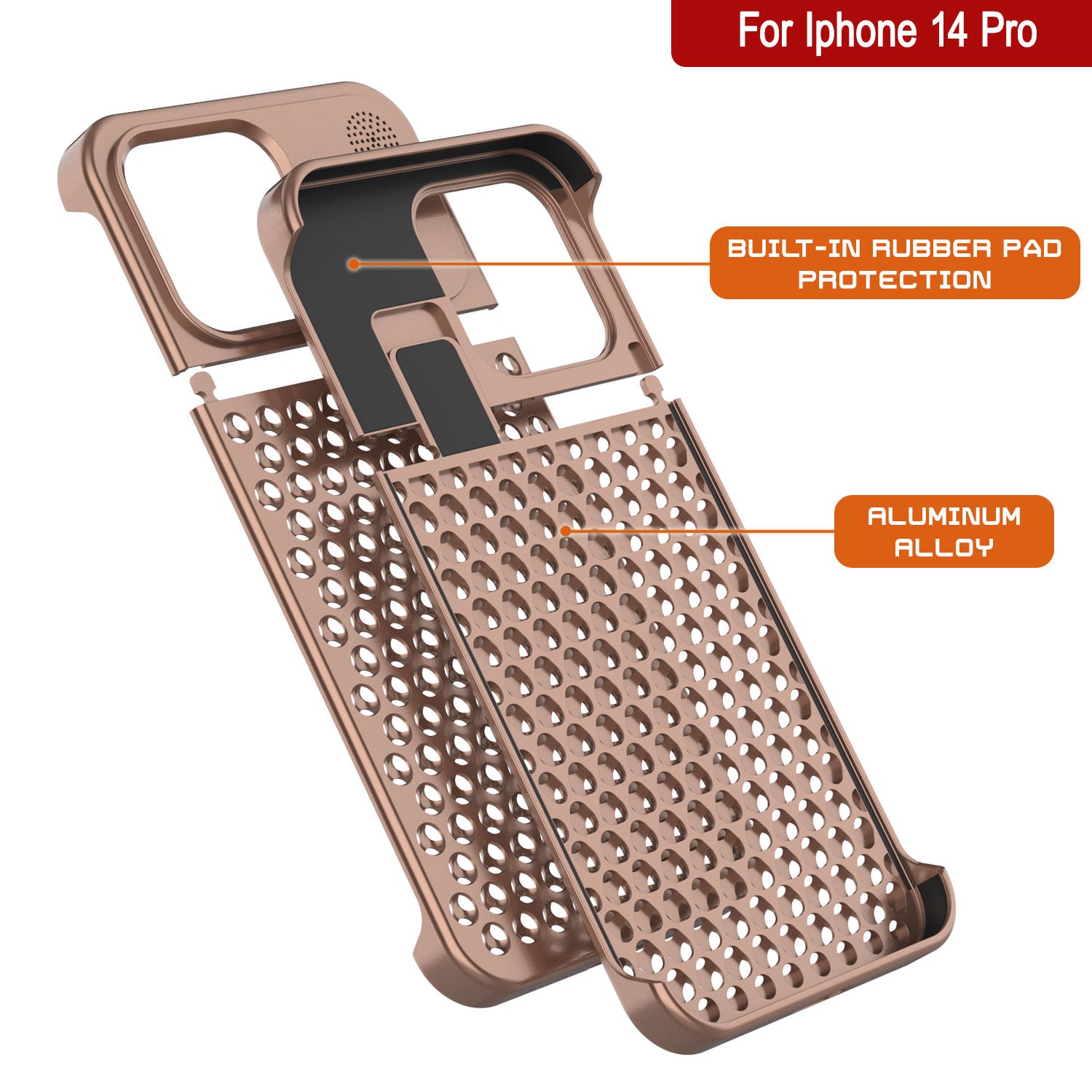 PunkCase for iPhone 14 Pro Aluminum Alloy Case [Fortifier Extreme Series] Ultra Durable Cover [Bronze]