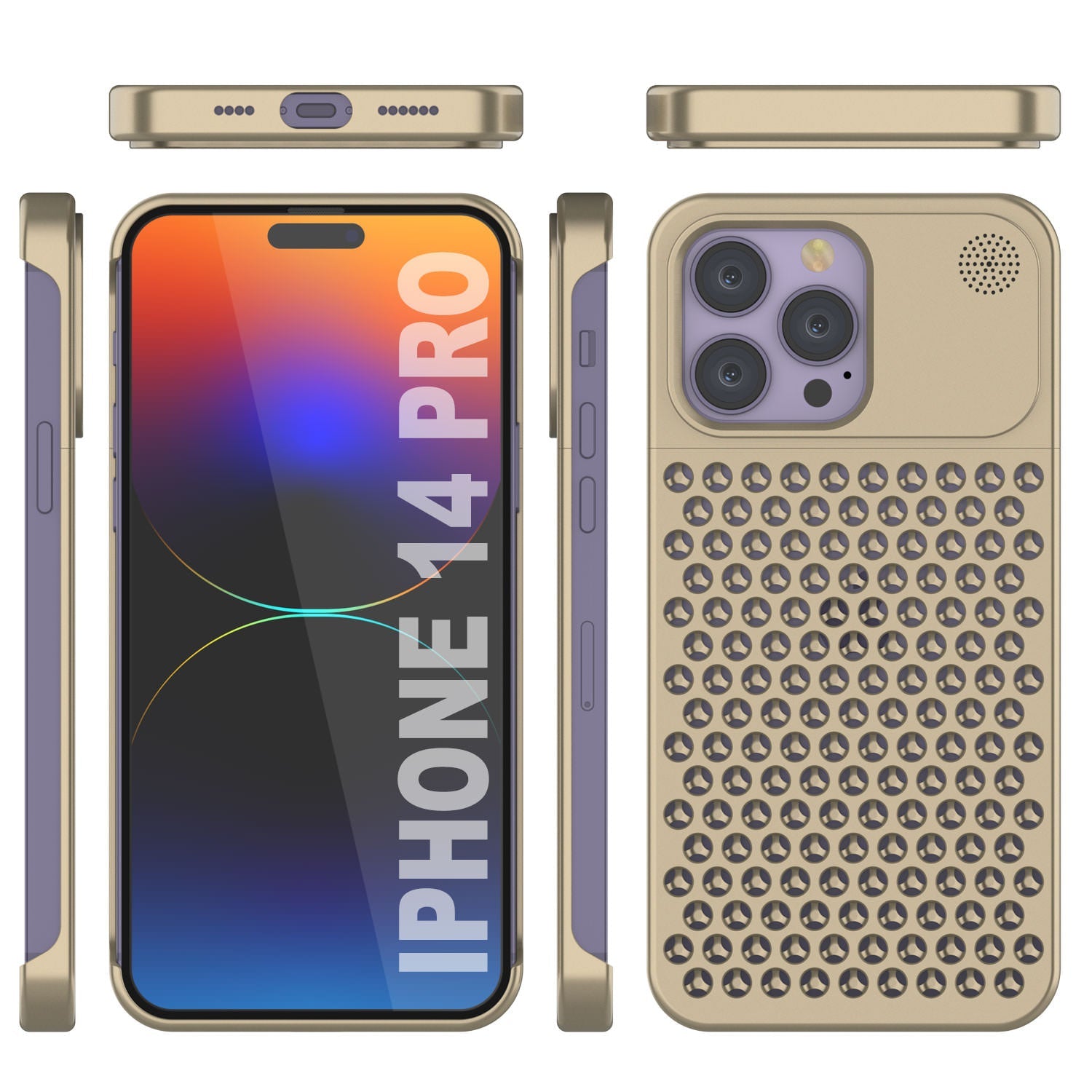 PunkCase for iPhone 14 Pro Aluminum Alloy Case [Fortifier Extreme Series] Ultra Durable Cover [Gold]