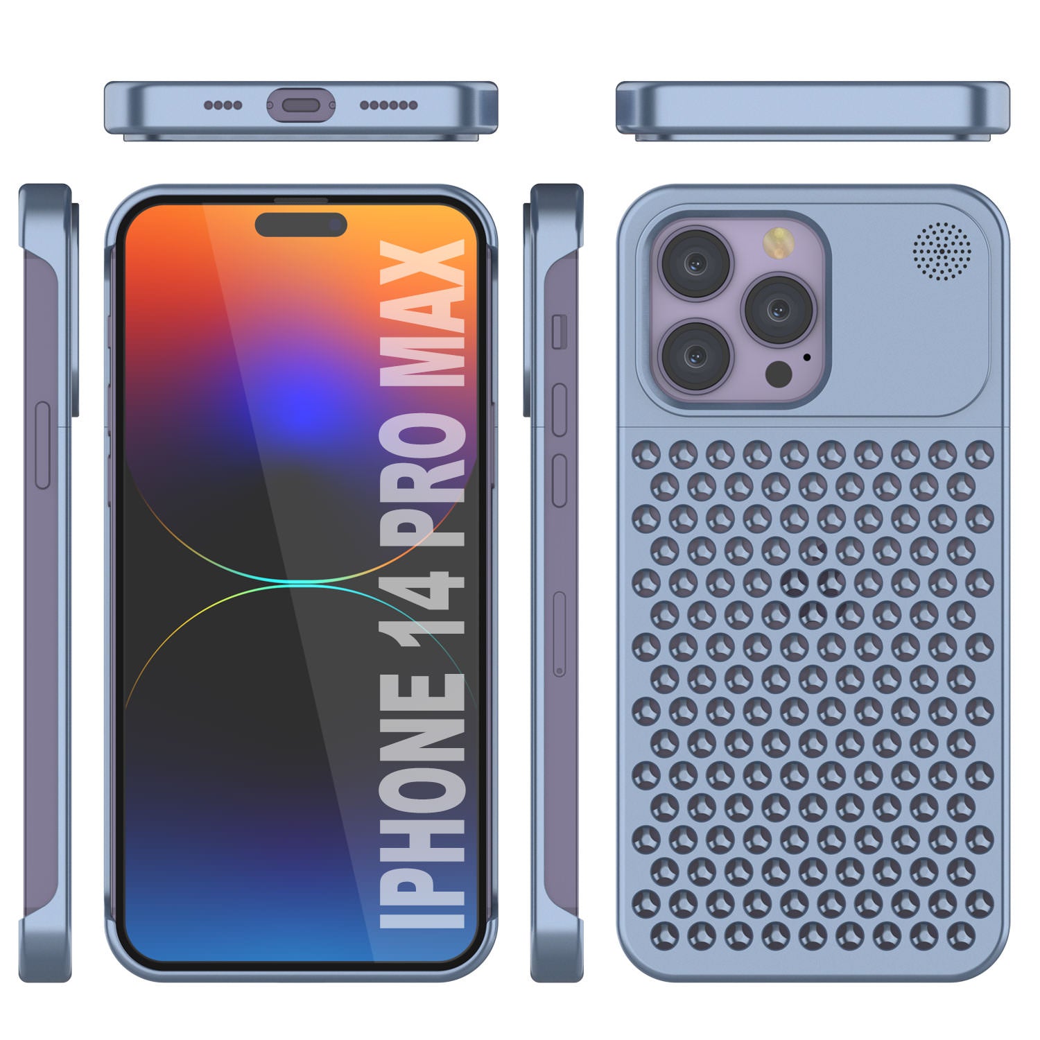 PunkCase for iPhone 14 Pro Max Aluminum Alloy Case [Fortifier Extreme Series] Ultra Durable Cover [Blue]