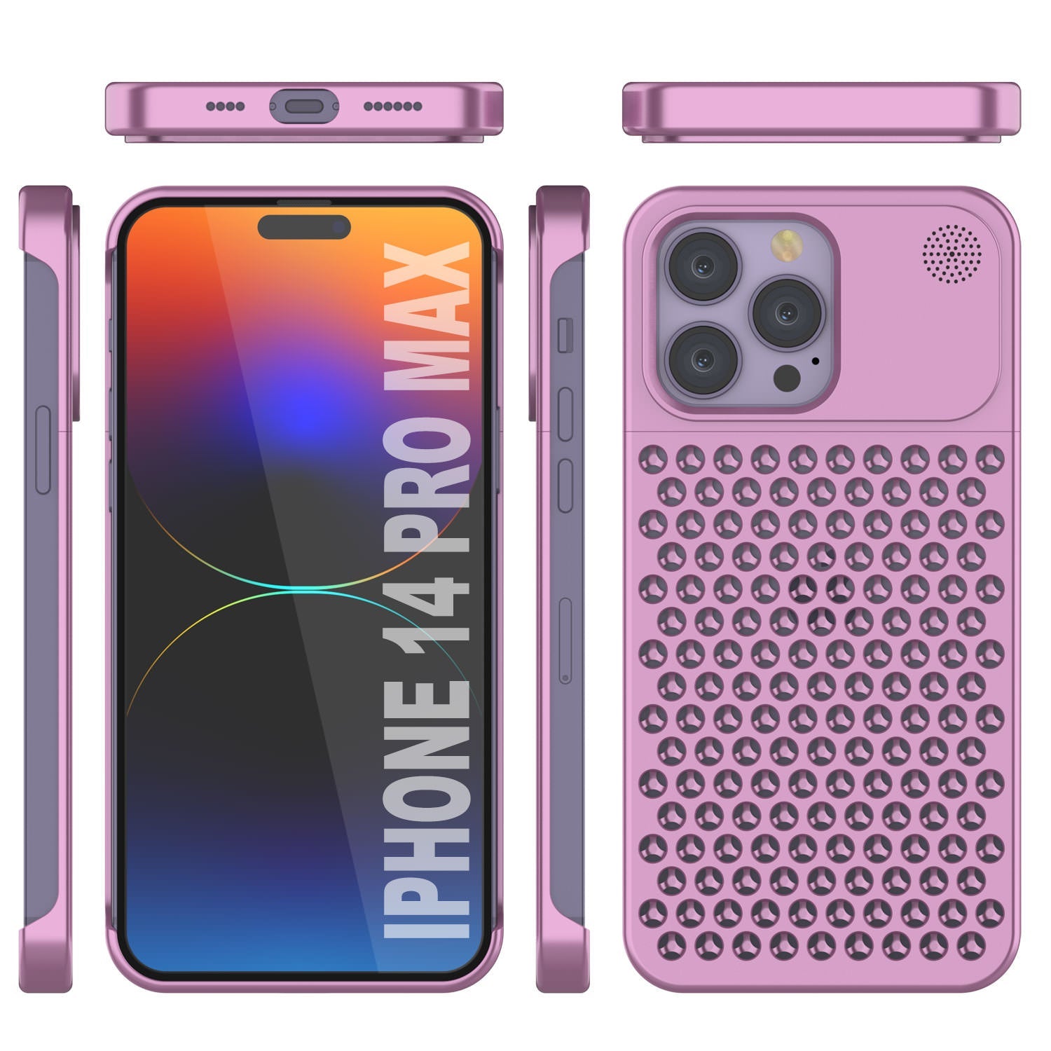 PunkCase for iPhone 14 Pro Max Aluminum Alloy Case [Fortifier Extreme Series] Ultra Durable Cover [Pink]