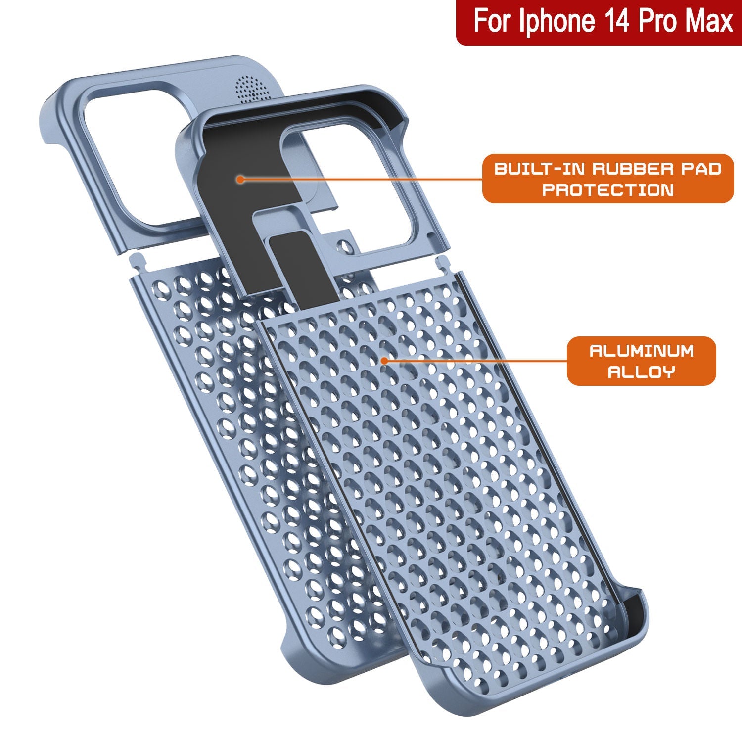 PunkCase for iPhone 14 Pro Max Aluminum Alloy Case [Fortifier Extreme Series] Ultra Durable Cover [Blue]