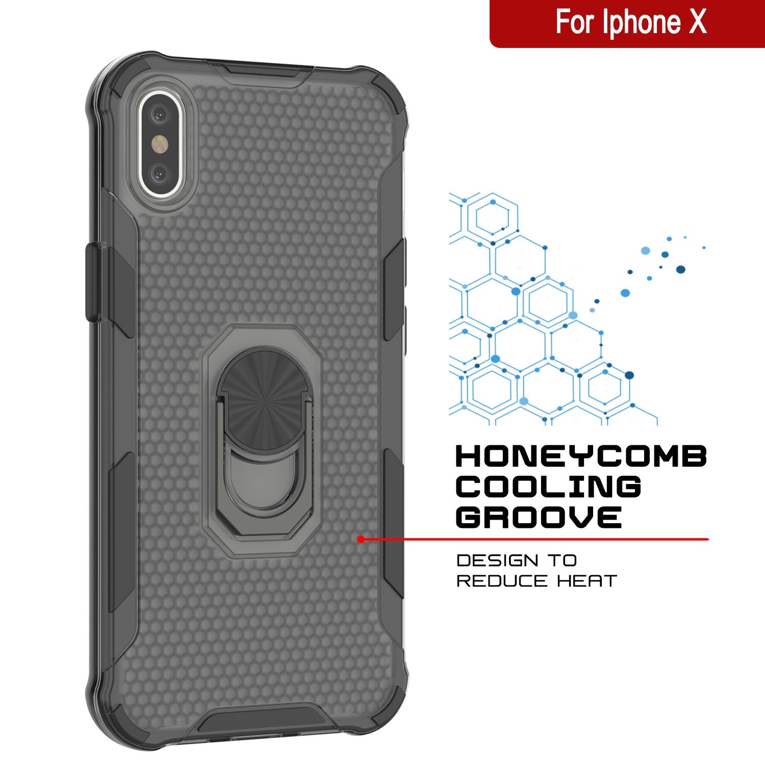 PunkCase for iPhone X Case [Magnetix 2.0 Series] Clear Protective TPU Cover W/Kickstand [Black]