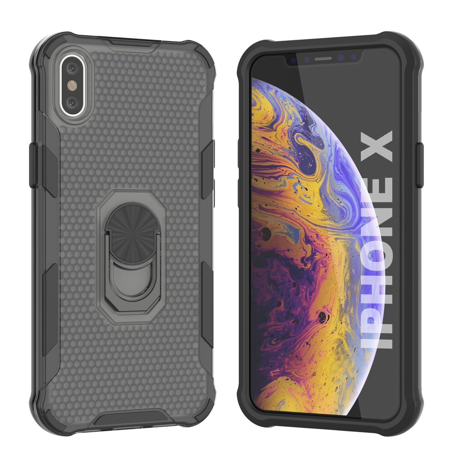 PunkCase for iPhone X Case [Magnetix 2.0 Series] Clear Protective TPU Cover W/Kickstand [Black]