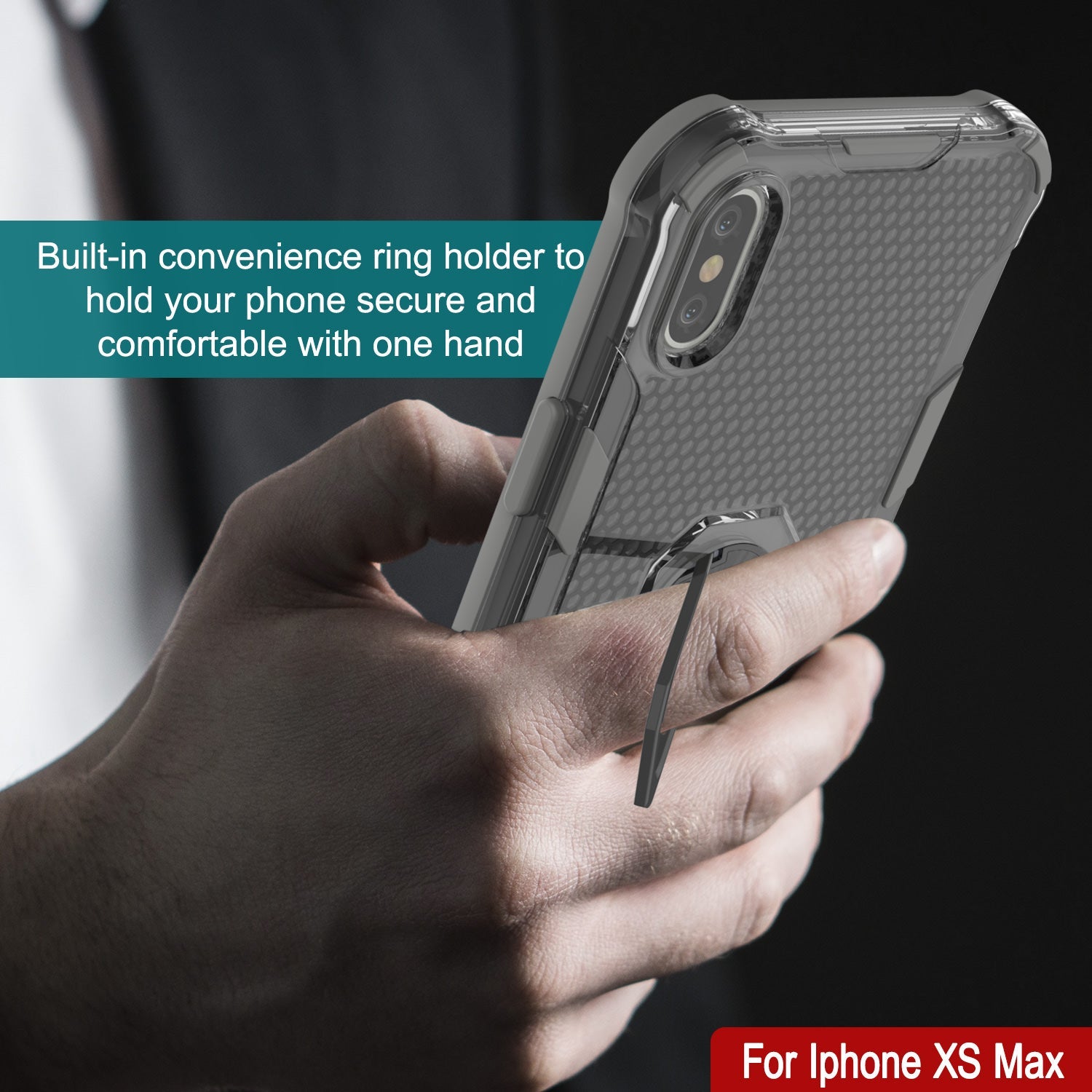 PunkCase for iPhone XS Max Case [Magnetix 2.0 Series] Clear Protective TPU Cover W/Kickstand [Grey]