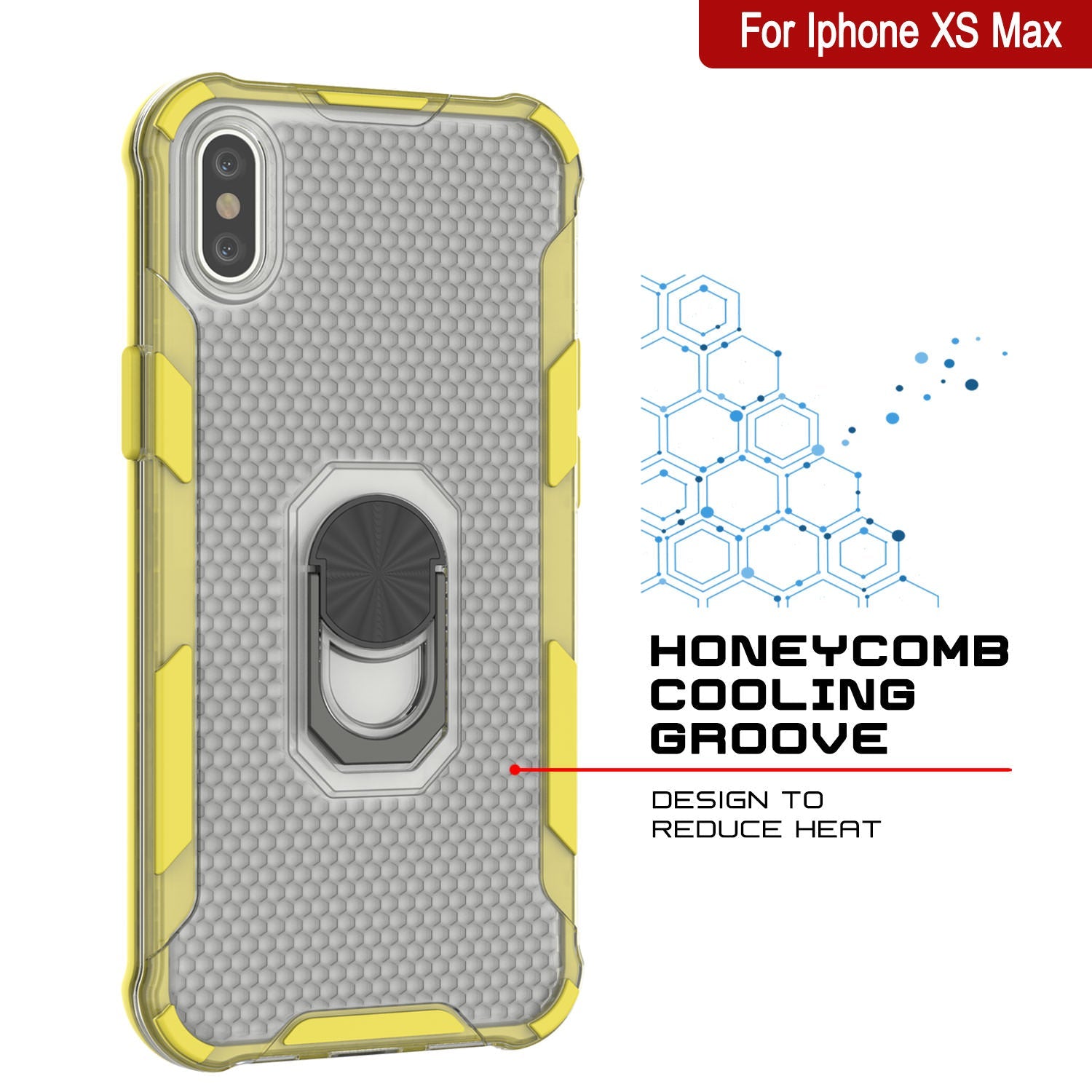 PunkCase for iPhone XS Max Case [Magnetix 2.0 Series] Clear Protective TPU Cover W/Kickstand [Yellow]