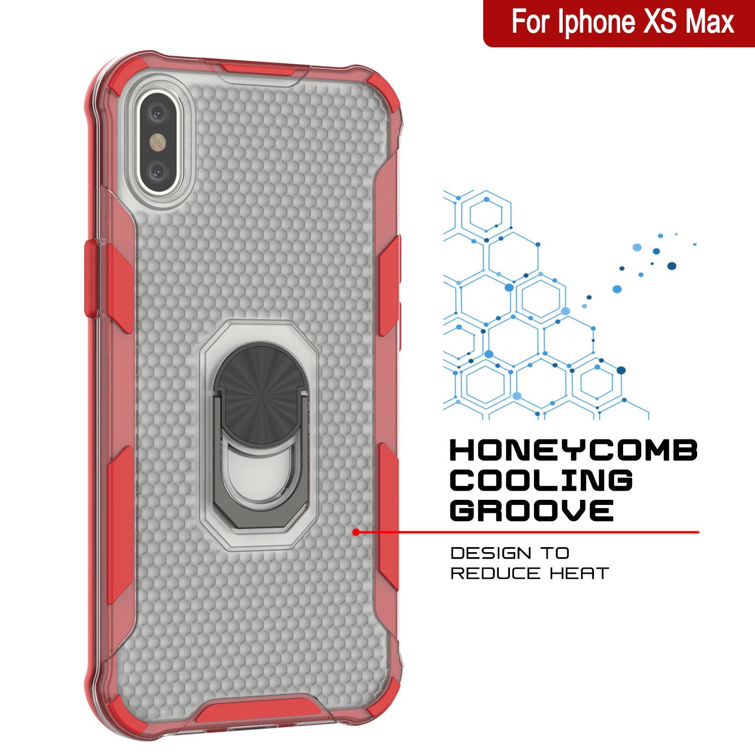 PunkCase for iPhone XS Max Case [Magnetix 2.0 Series] Clear Protective TPU Cover W/Kickstand [Red]