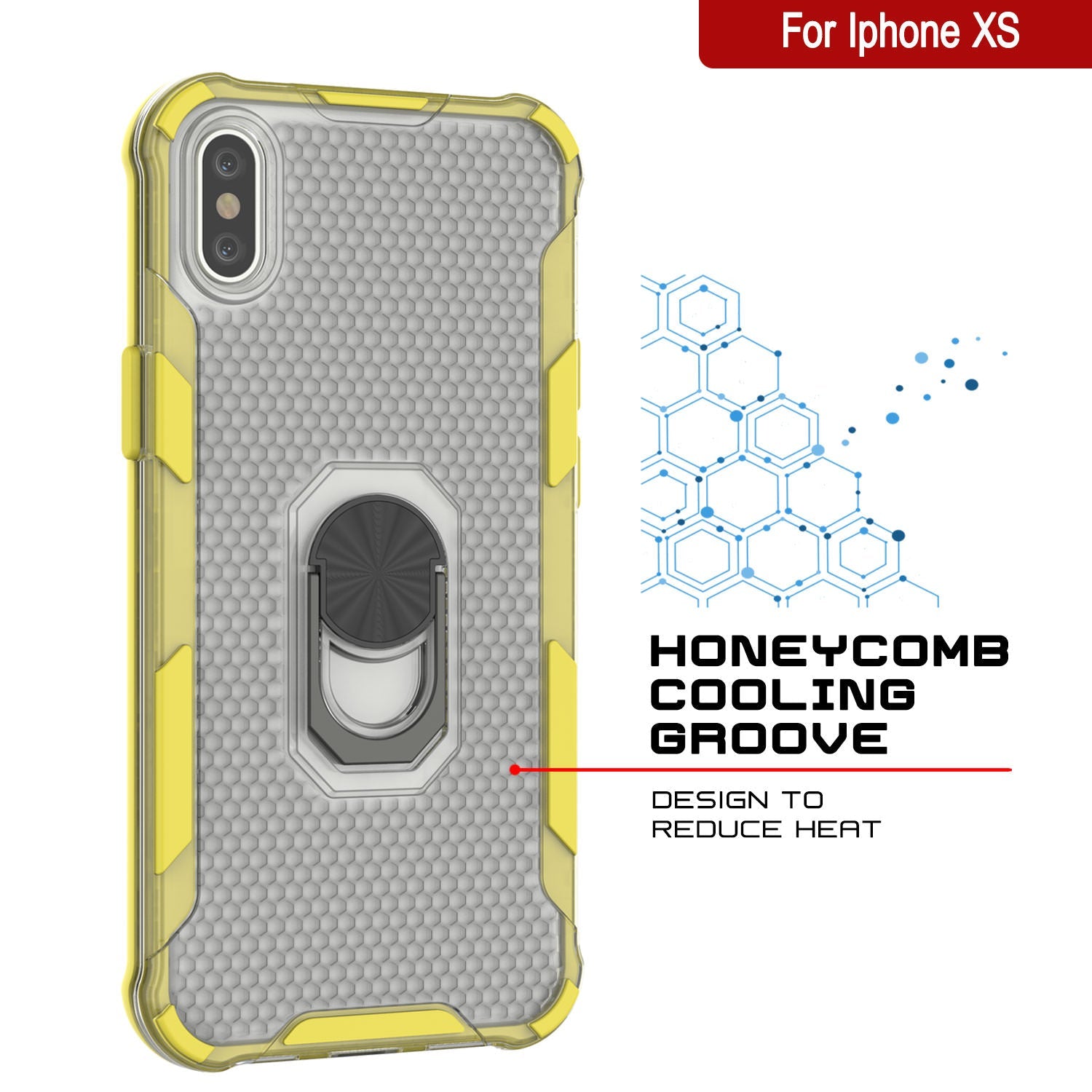 PunkCase for iPhone XS Case [Magnetix 2.0 Series] Clear Protective TPU Cover W/Kickstand [Yellow]